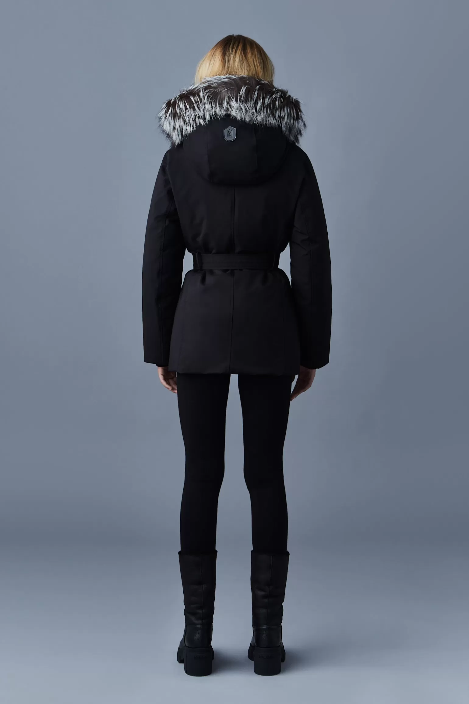Mackage JENI 2-in-1 down parka with removable bib and silver fox fur Black Sale