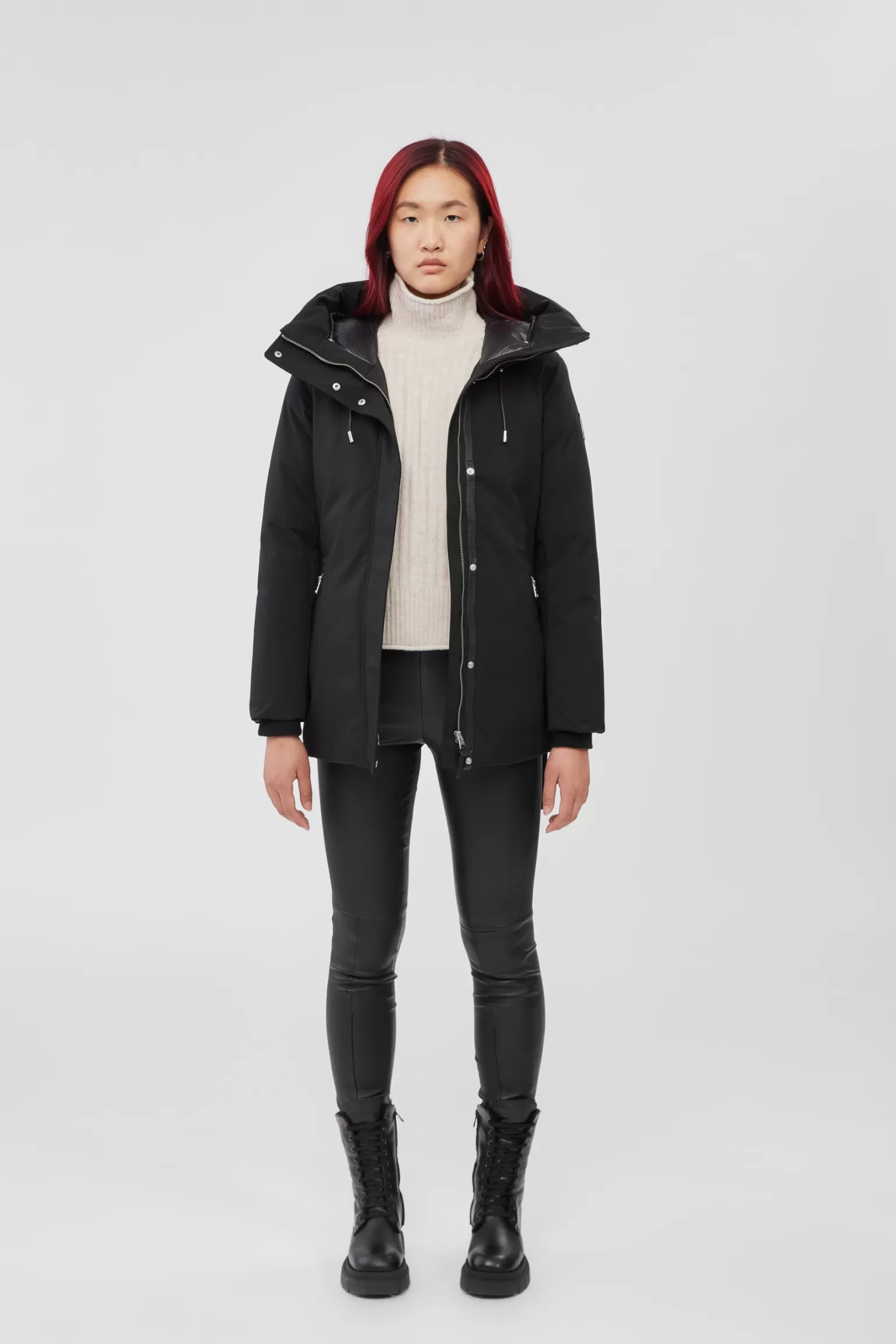 Mackage JENI 2-in-1 down parka with removable bib and silver fox fur Black Sale