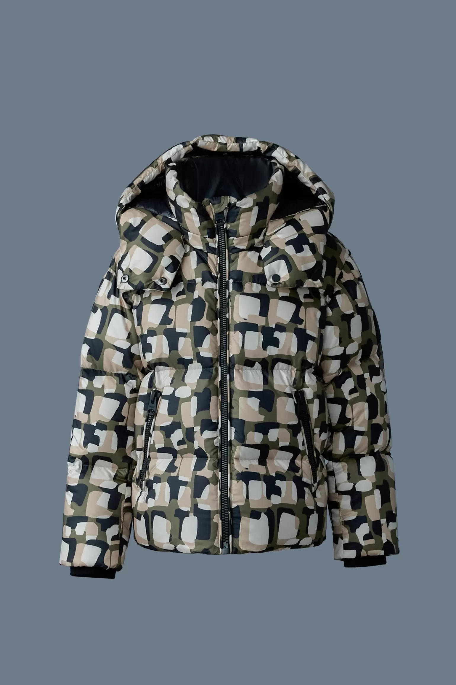 Mackage JESSE-NV Tile graphic pattern light down jacket for kids (8-14 years) LightMilitaryTile Clearance