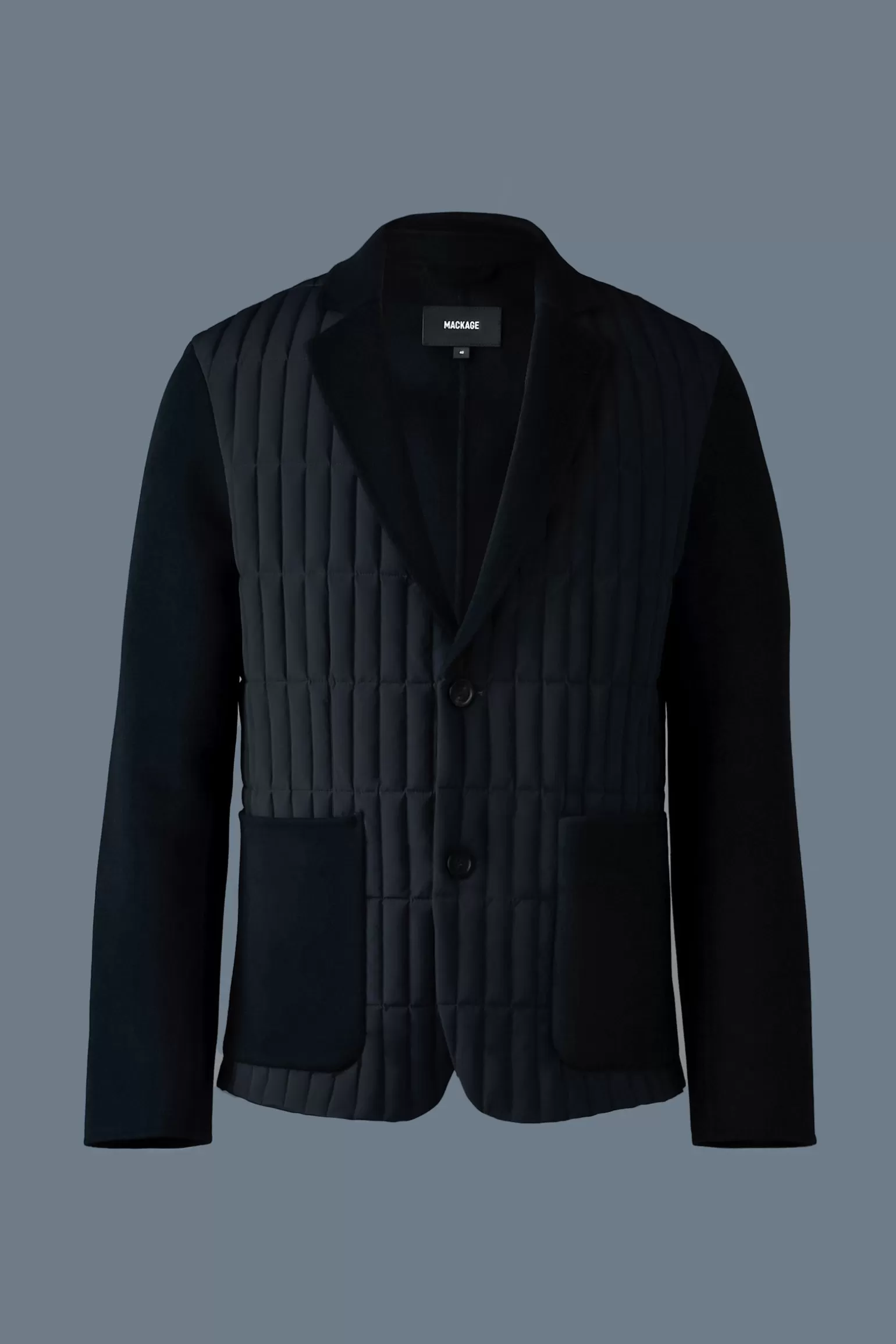 Mackage JOHN Mixed-media vertical quilt blazer Black Store