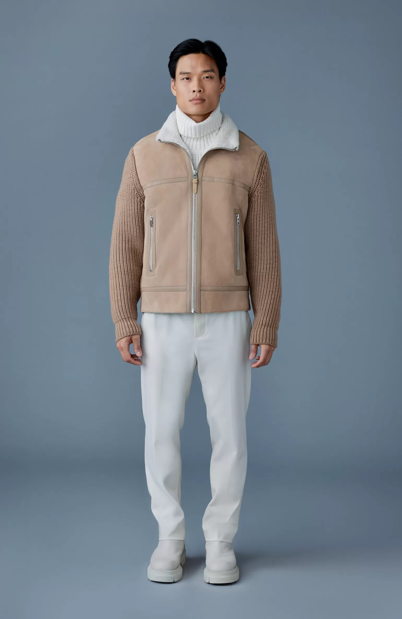 Mackage JONATHAN Mixed-media shearling jacket LightCamel-Natural Best Sale