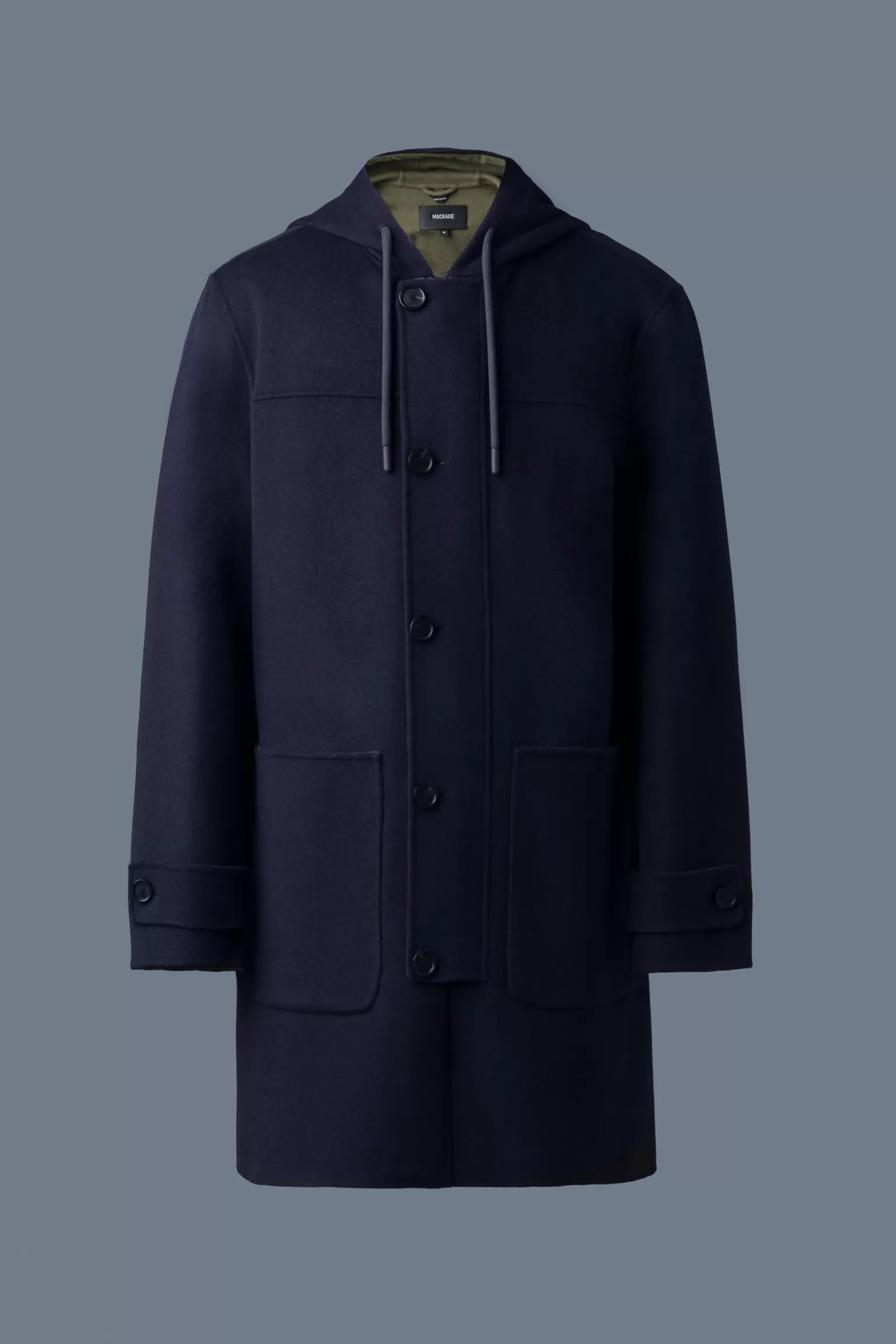 Mackage JOSHUA Double-Face Wool Long Coat Navy-Lightmilitary Store