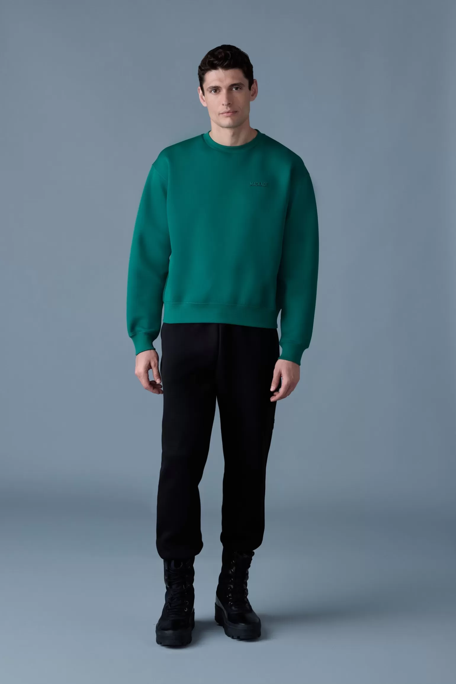 Mackage JULIAN Double-Face Jersey Sweatshirt Emerald Sale