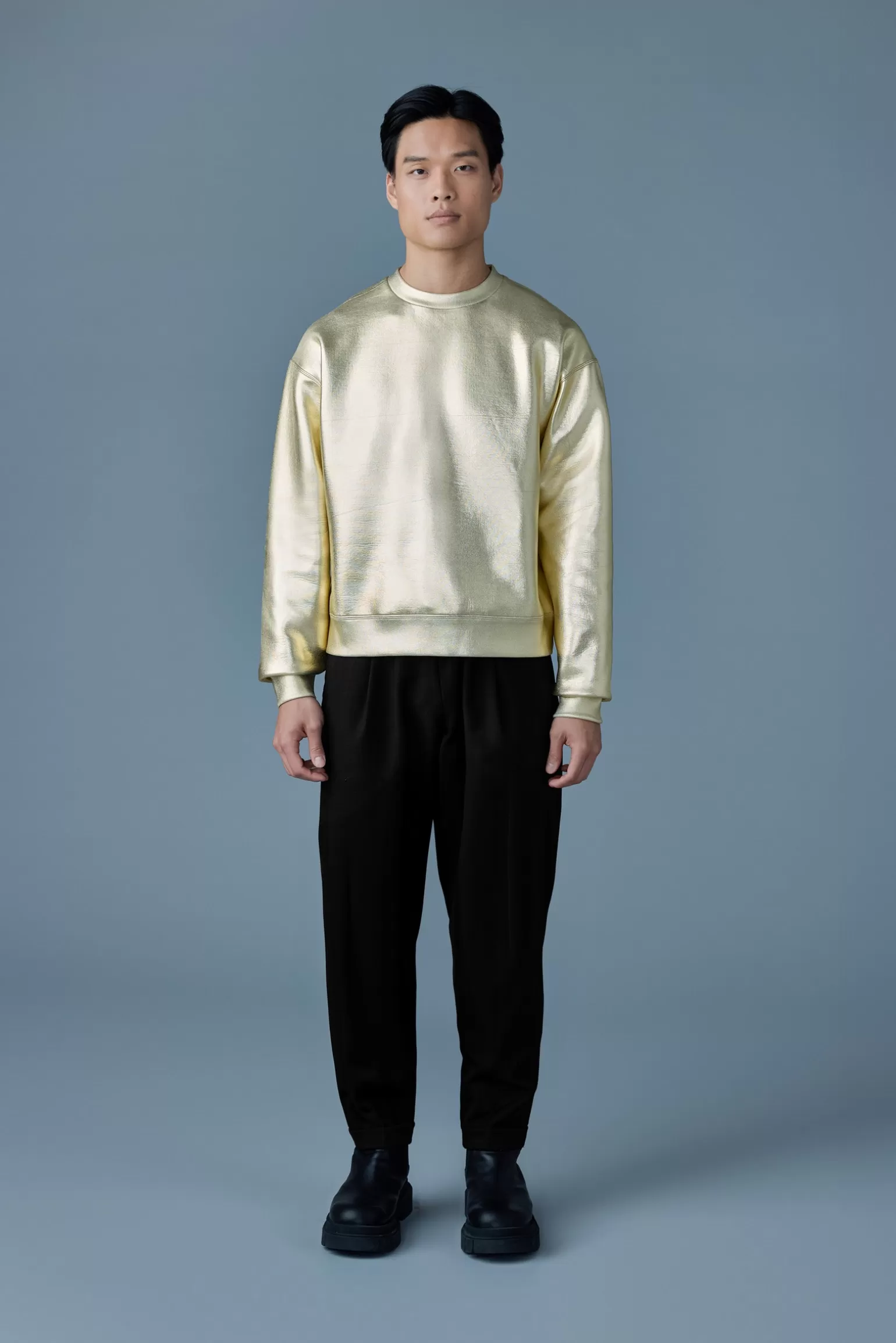 Mackage JULIAN-M Metallic double-Face Jersey Sweatshirt Gold Fashion