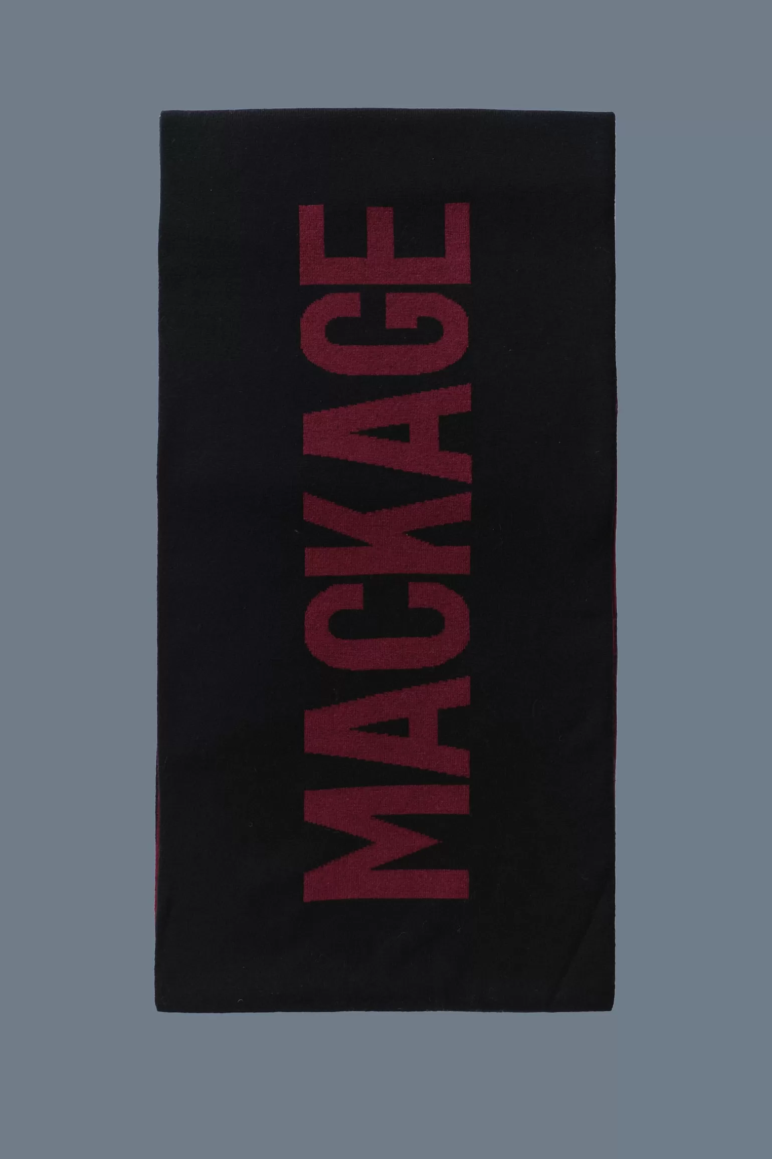 Mackage JUNO 2-in-1 merino blend logo scarf Black-Garnet Best Sale