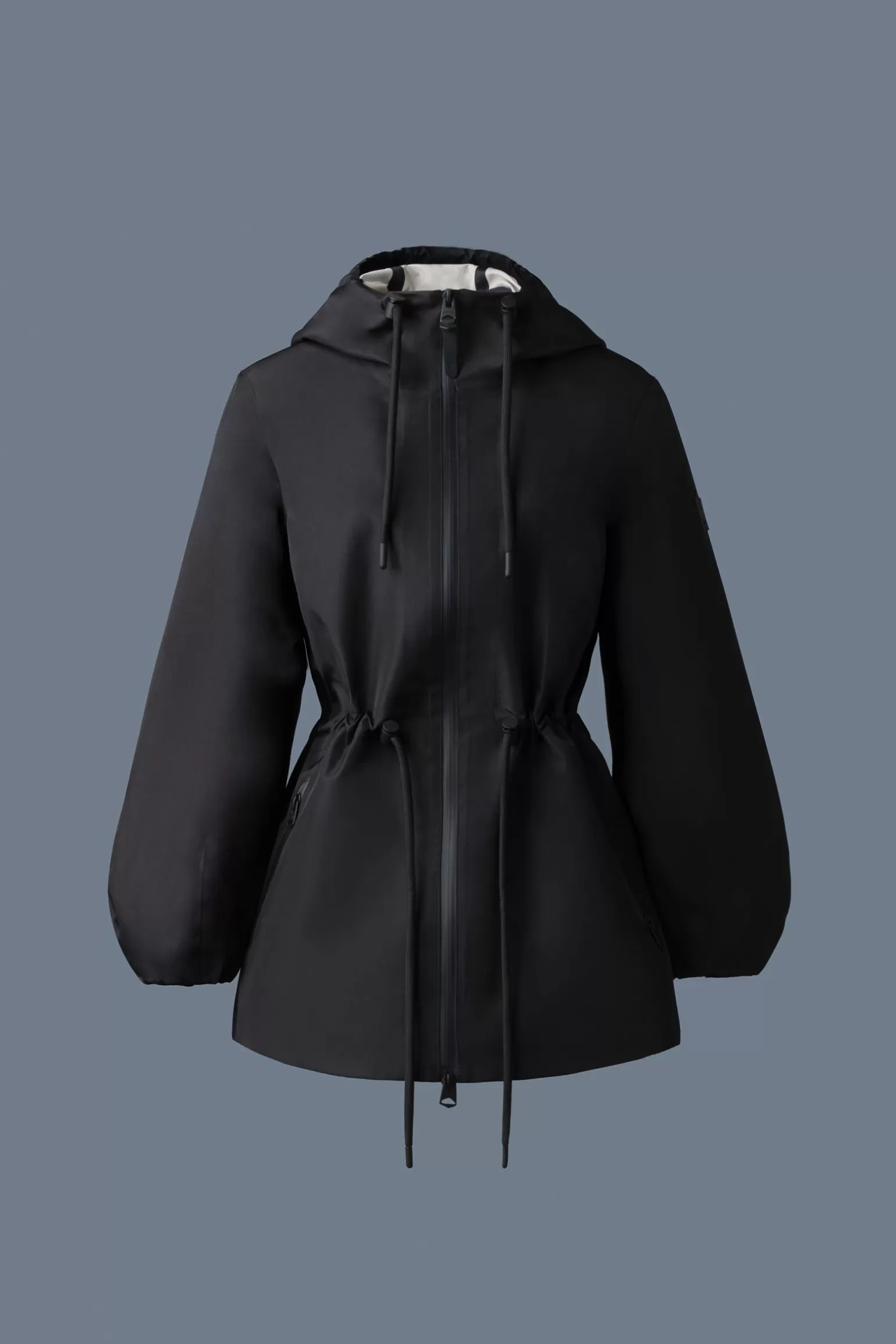 Mackage KALEA Technical Rain Jacket with Drawcord Waist Black-Trench Outlet