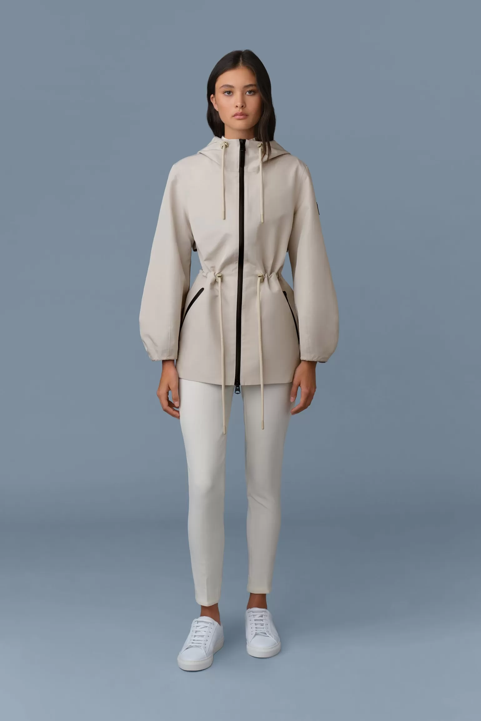 Mackage KALEA Technical Rain Jacket with Drawcord Waist Trench-CelestialBlue Shop