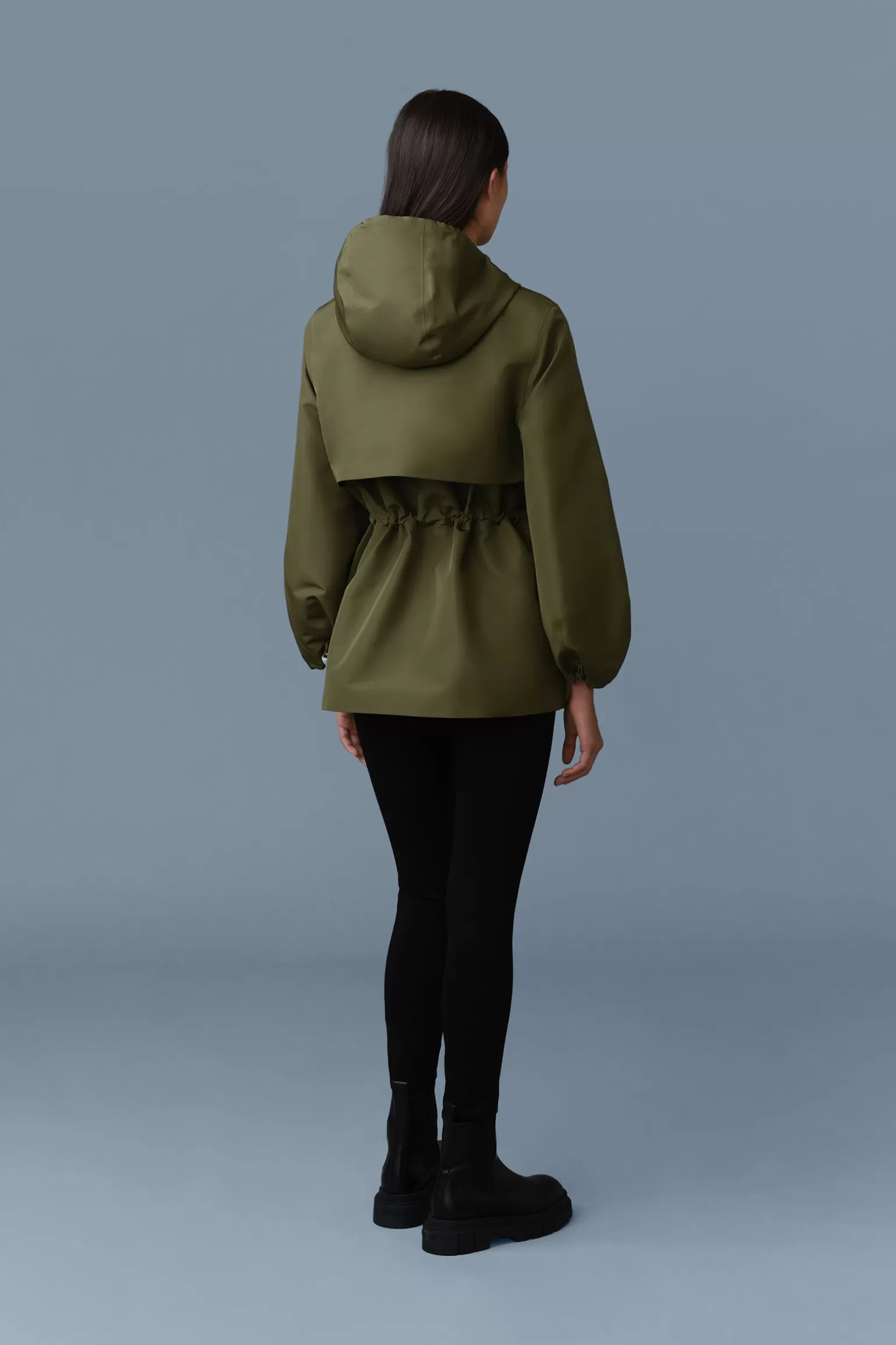 Mackage KALEA Technical Rain Jacket with Drawcord Waist LightMilitary-Navy Online