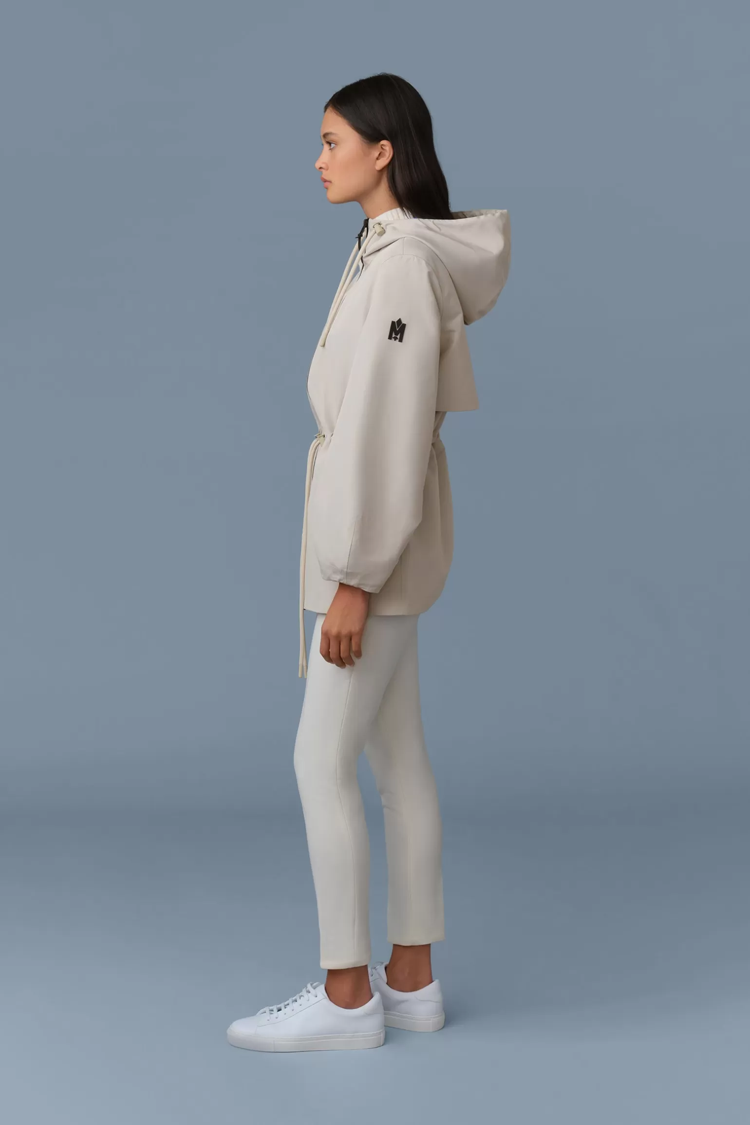 Mackage KALEA Technical Rain Jacket with Drawcord Waist Trench-CelestialBlue Shop