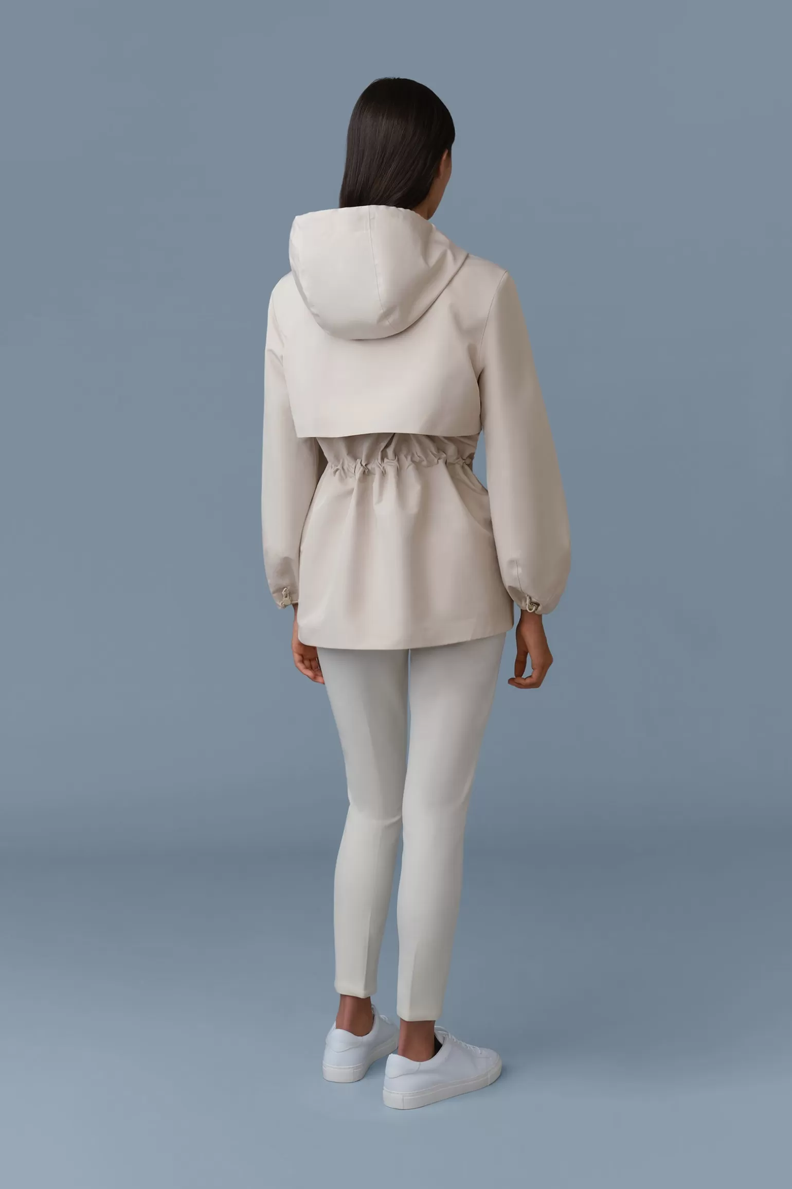 Mackage KALEA Technical Rain Jacket with Drawcord Waist Trench-CelestialBlue Shop