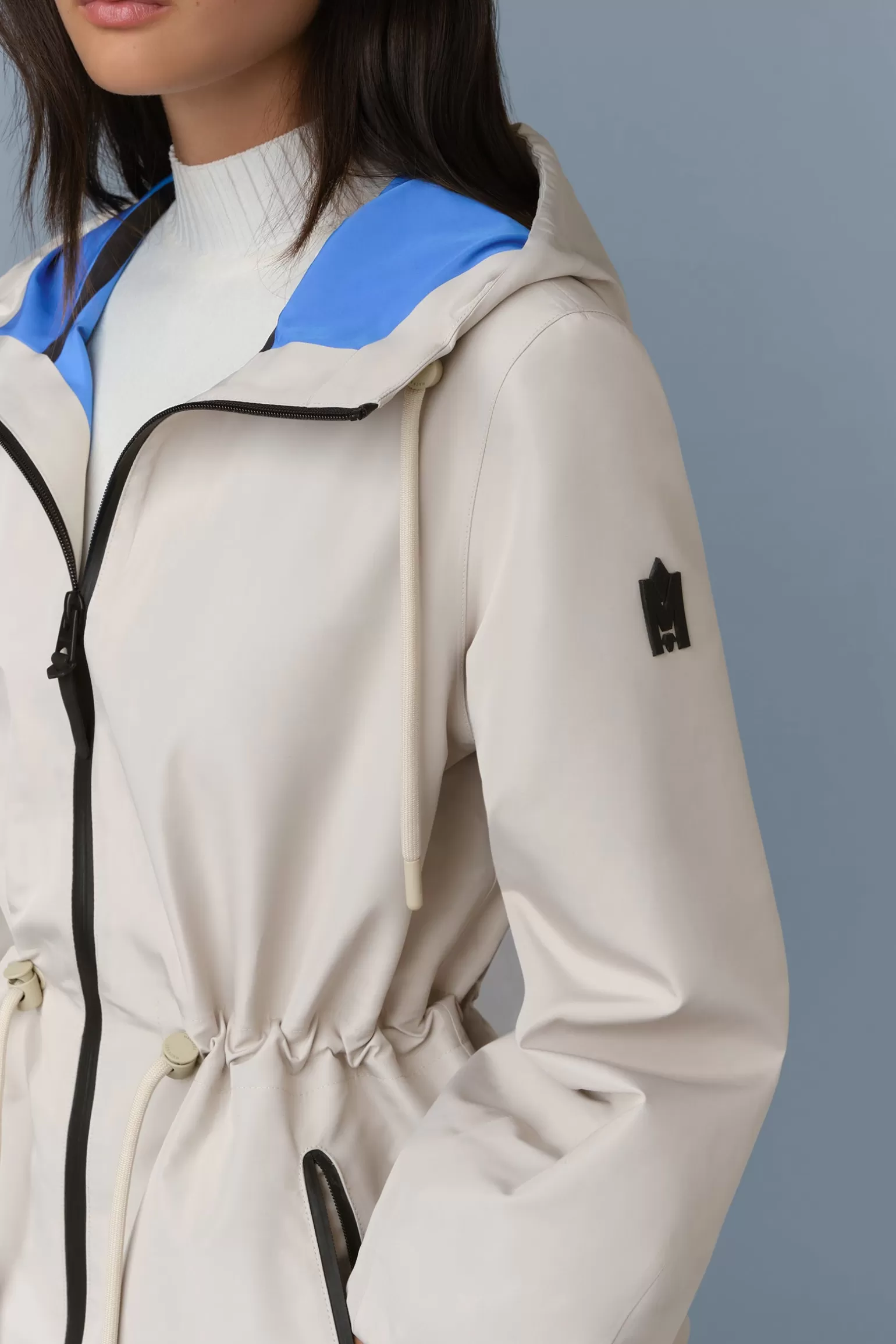 Mackage KALEA Technical Rain Jacket with Drawcord Waist Trench-CelestialBlue Shop