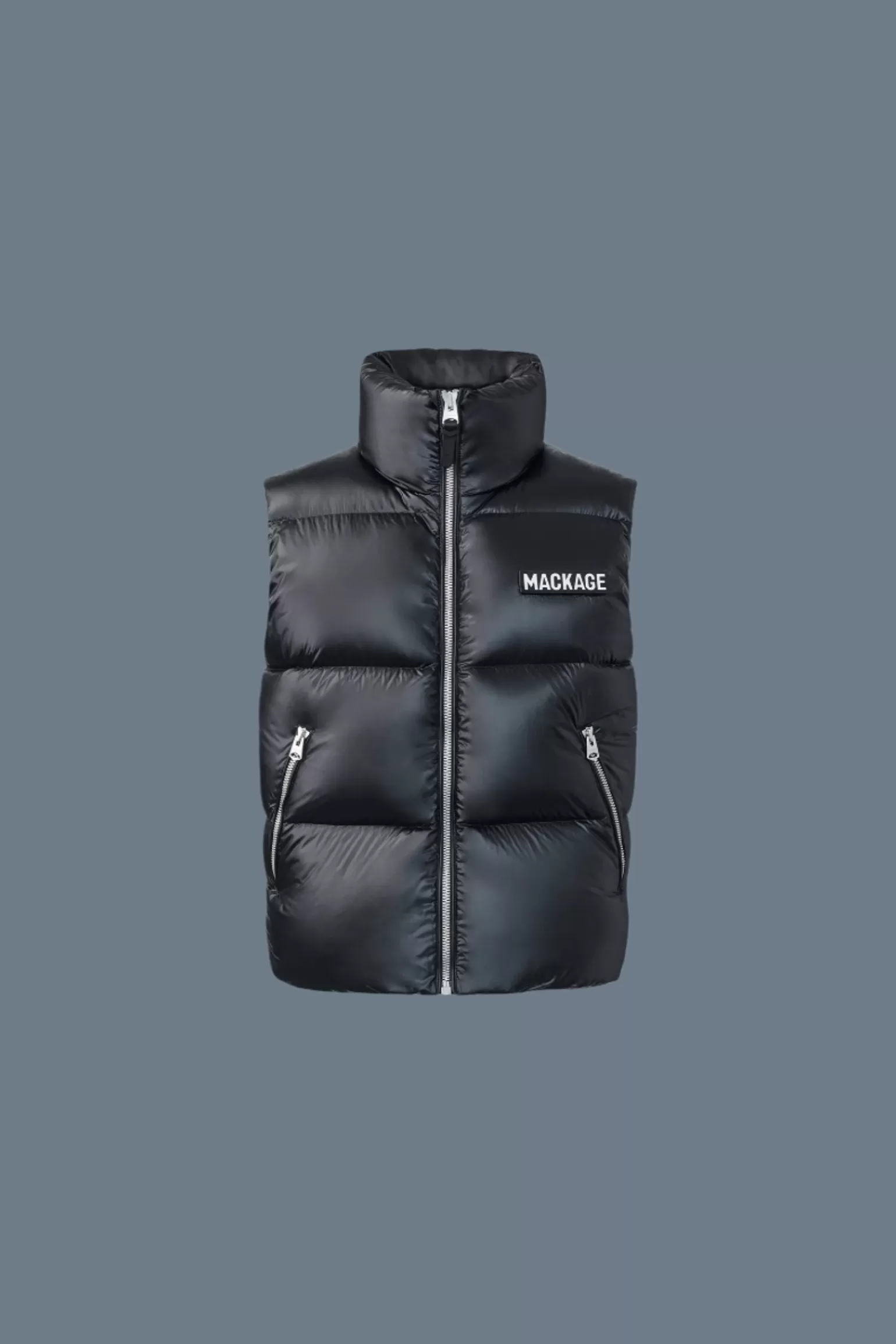 Mackage KANE lustrous light down vest with funnel collar Black Fashion