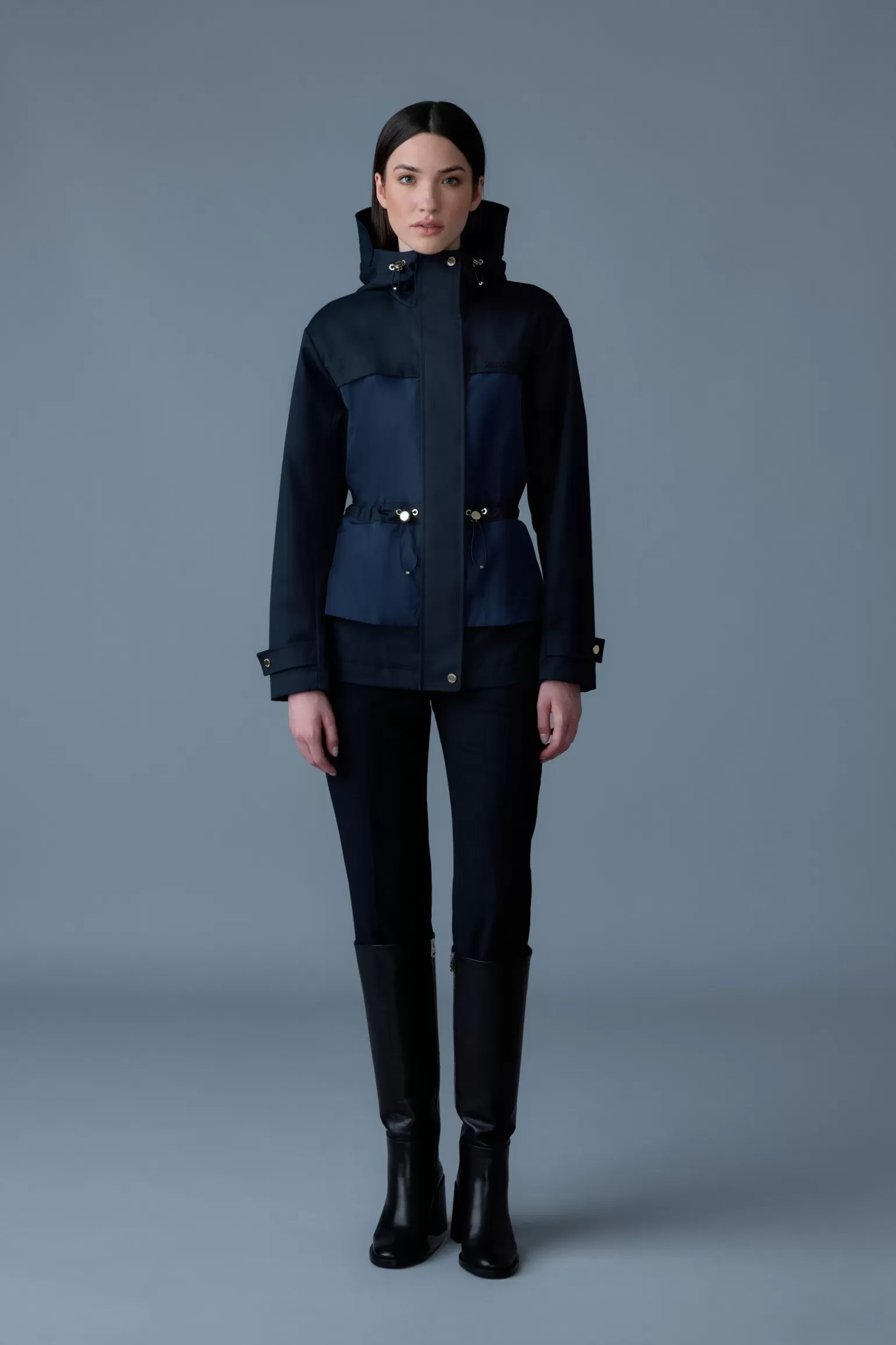 Mackage KAORI-LVS Hybrid jacket with peplum detail Navy New