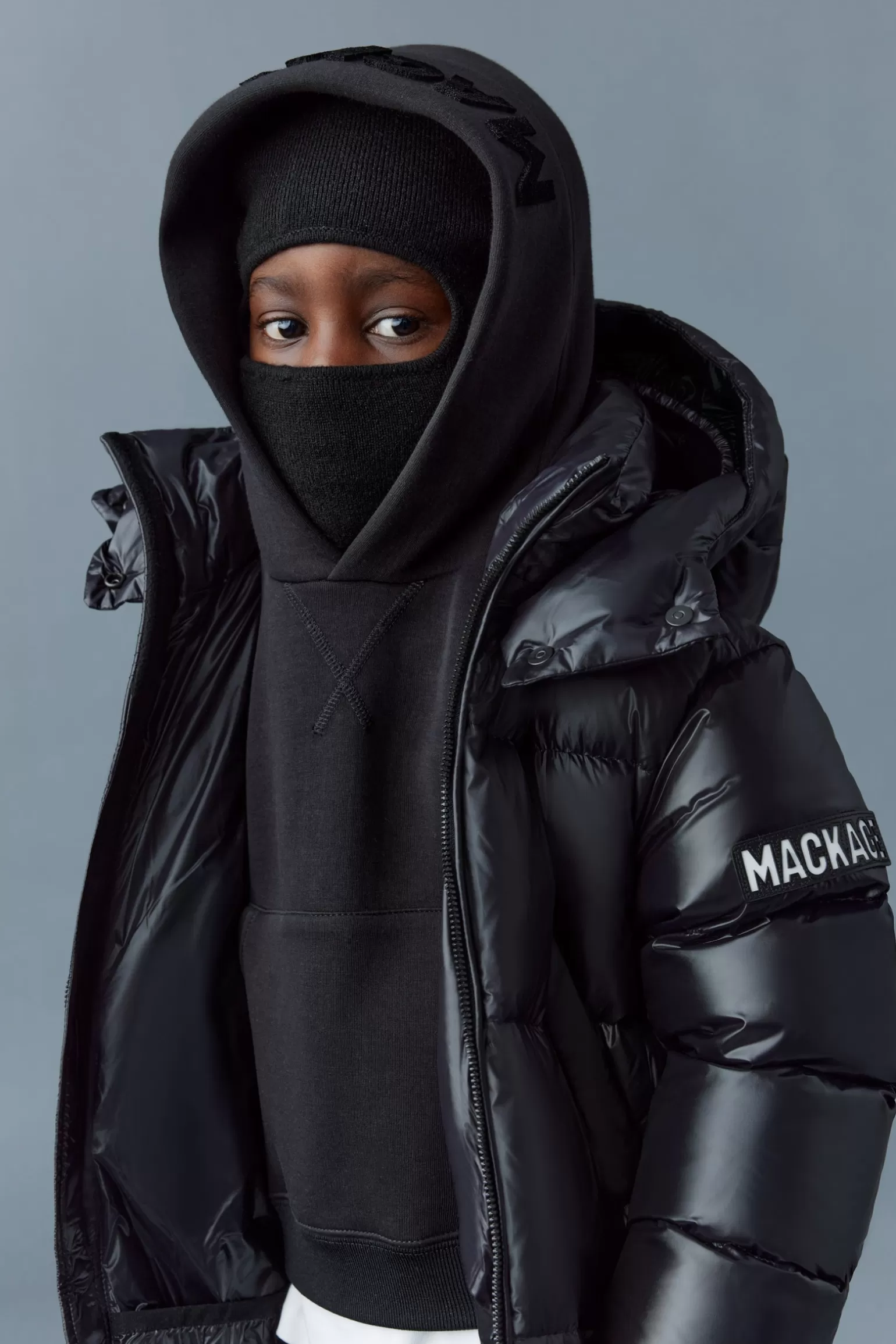 Mackage KENNIE Lustrous light down parka with hood for kids (8-14 years) Black Best Sale