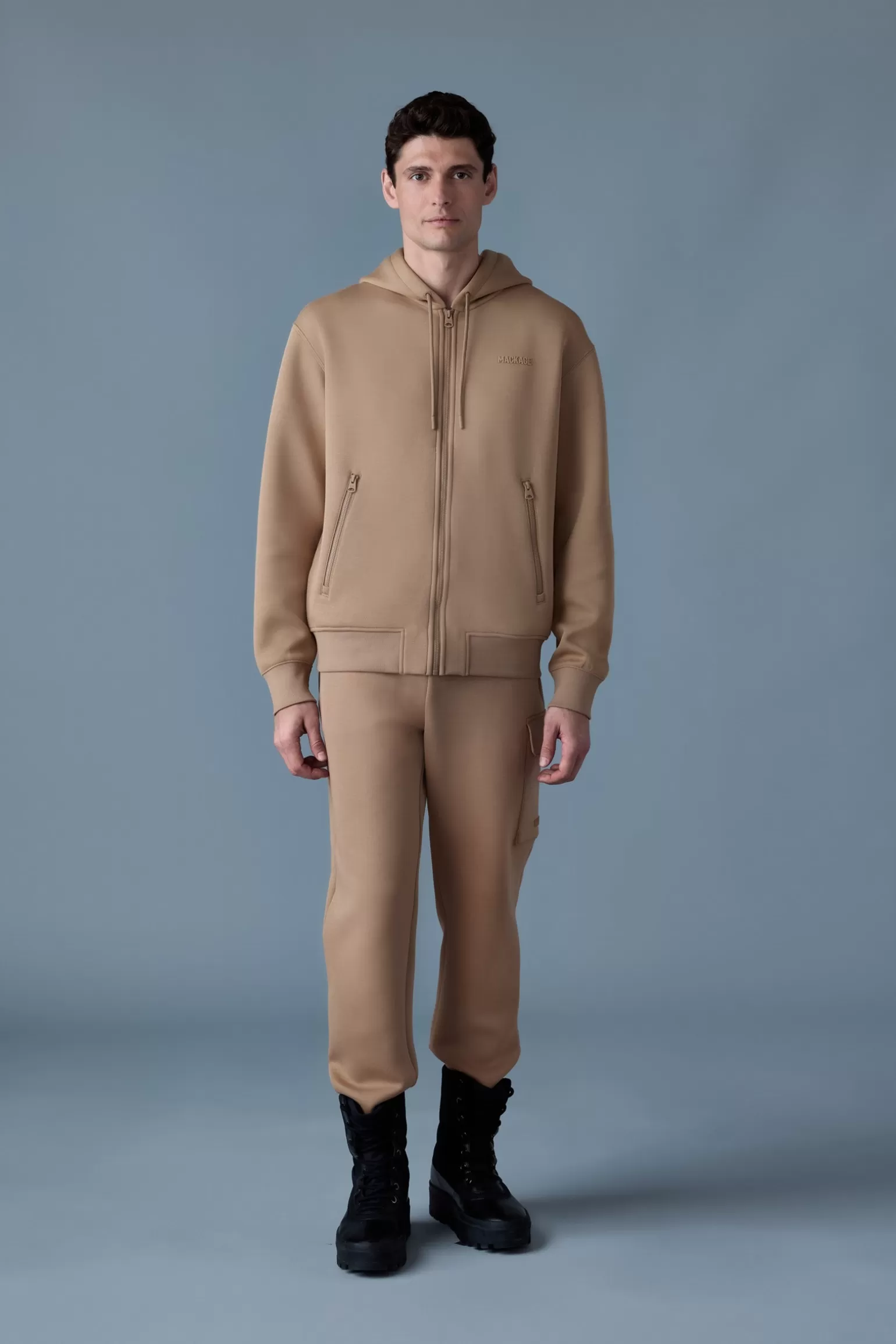 Mackage KRYSTOS Double-face Jersey zip-up hoodie Camel Sale