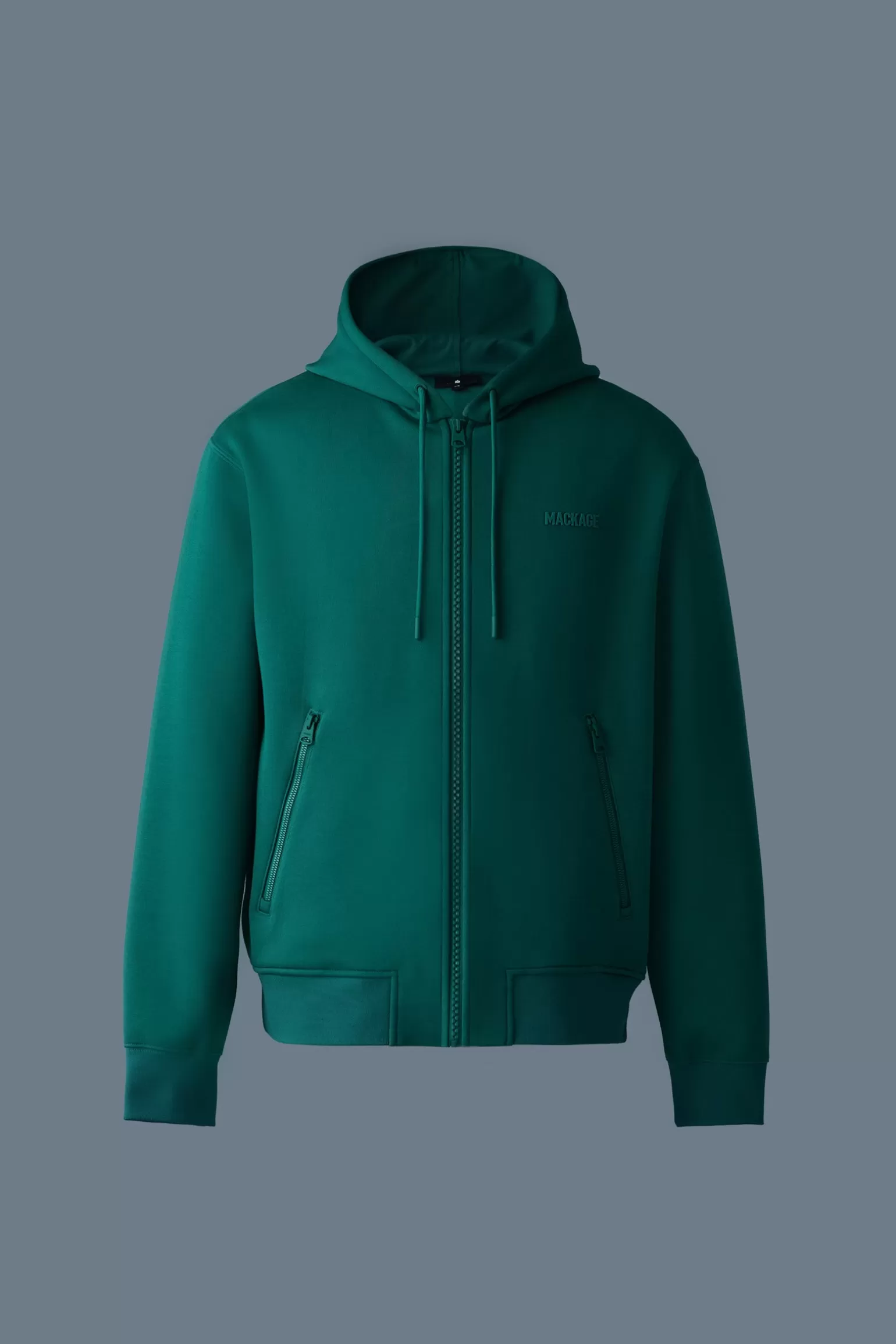 Mackage KRYSTOS Double-face Jersey zip-up hoodie Emerald Discount