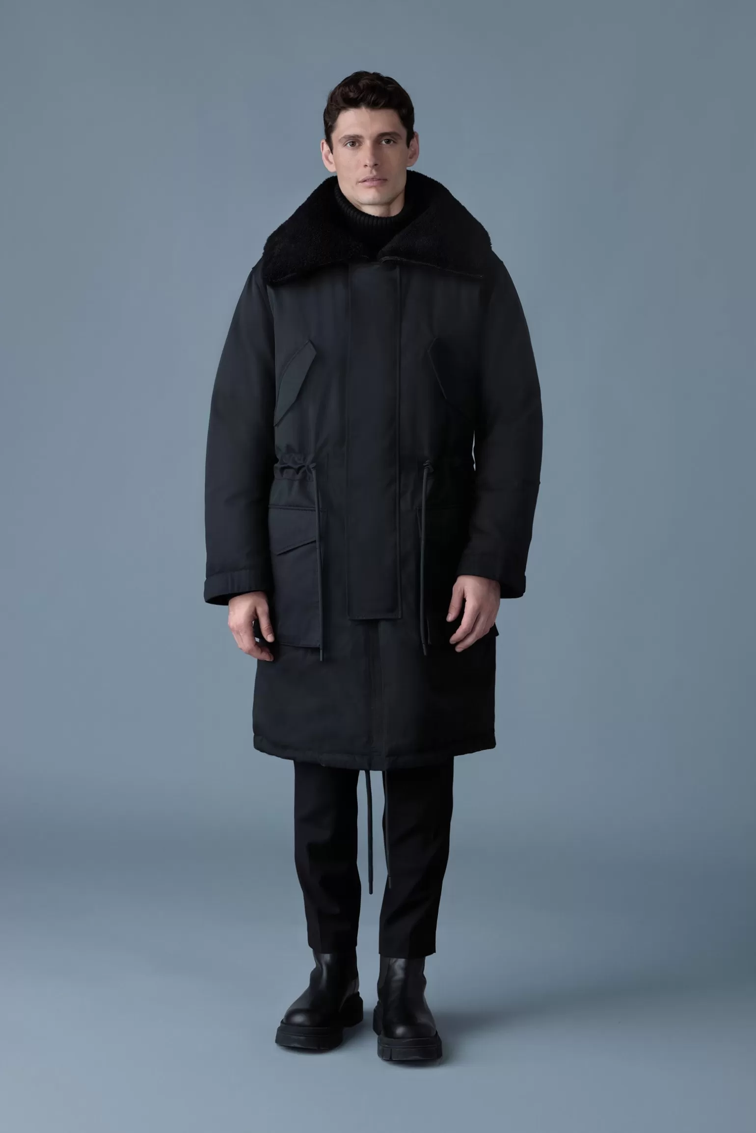 Mackage LEON Shearling Collar Down Parka Black Fashion