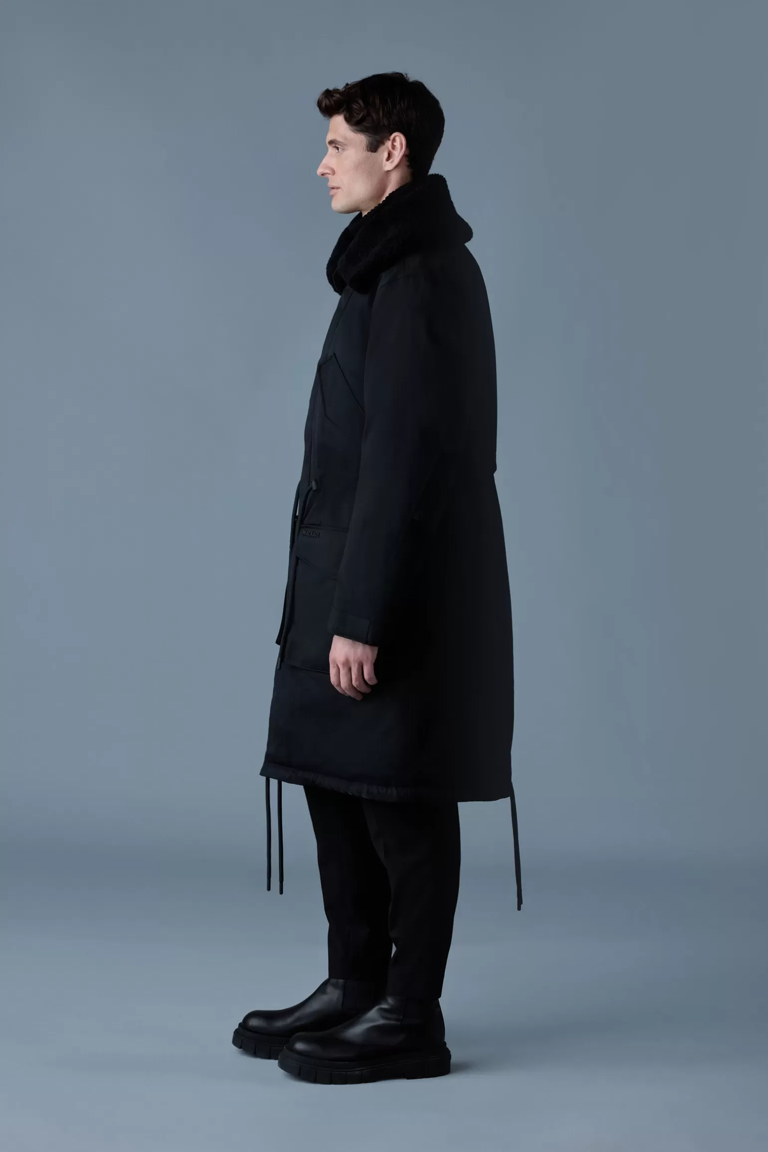 Mackage LEON Shearling Collar Down Parka Black Fashion