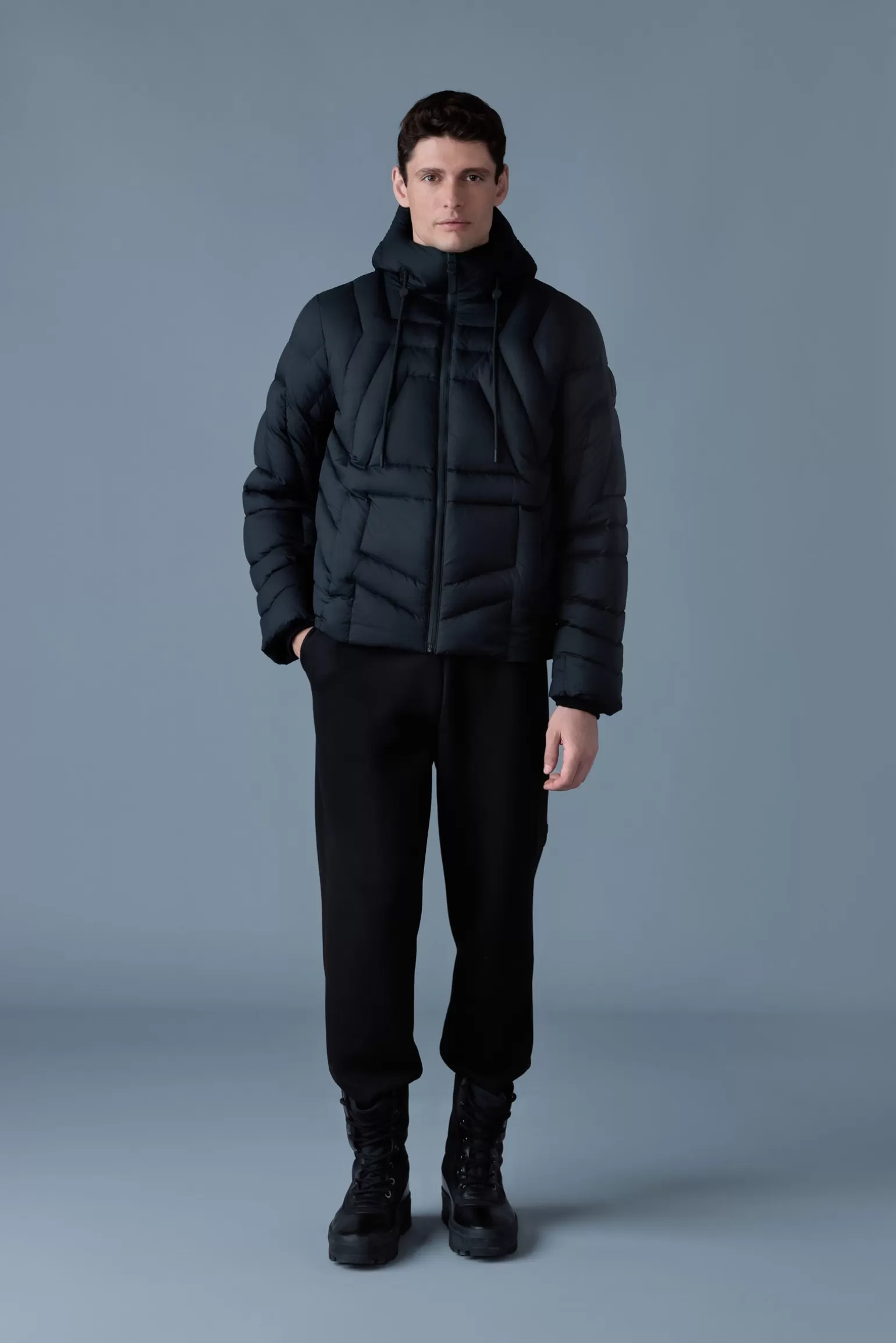 Mackage LUKE Softwash Geometrical channel quilt down jacket Black Shop