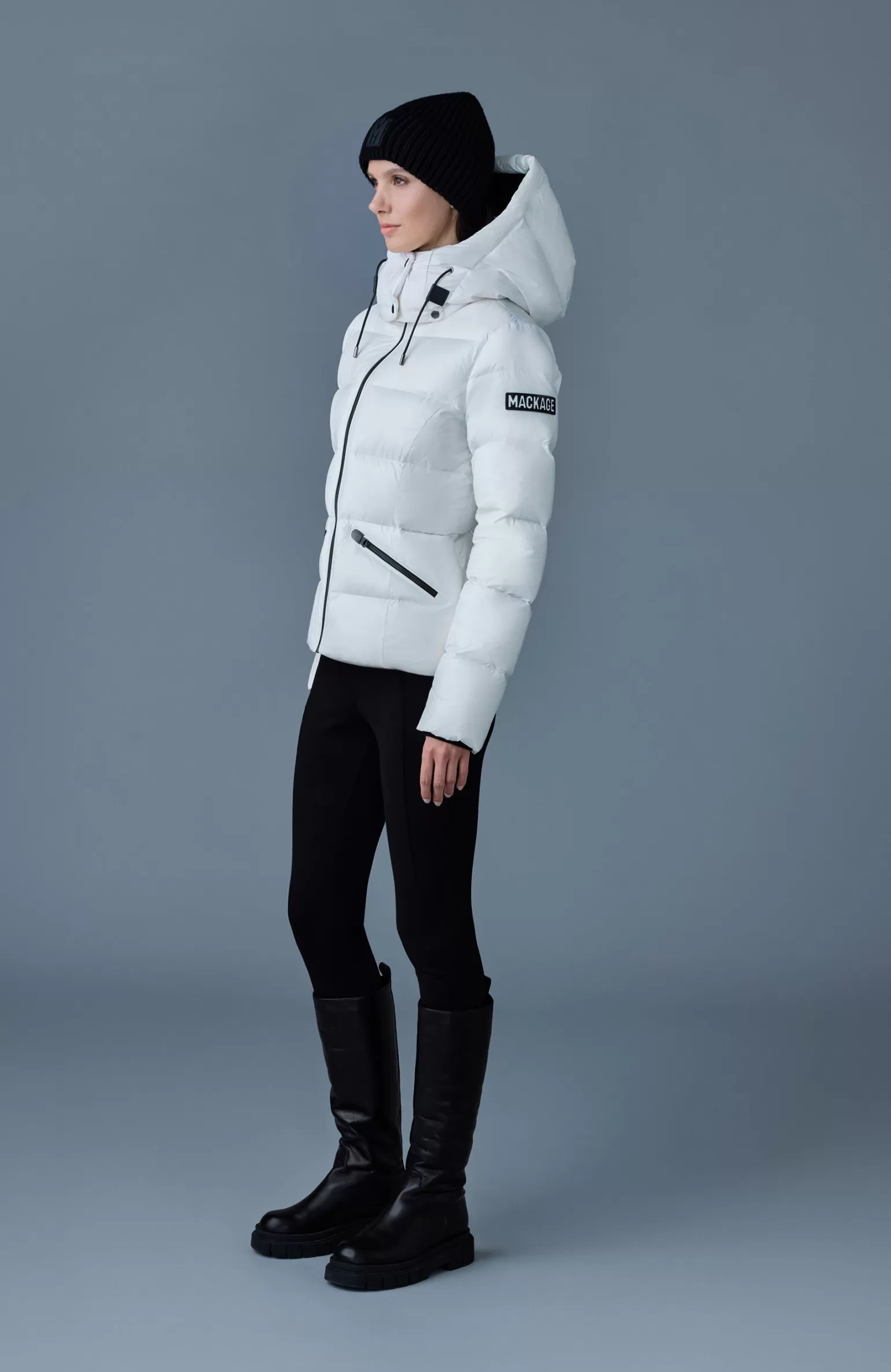 Mackage MADALYN lustrous light down jacket with hood for ladies White Online