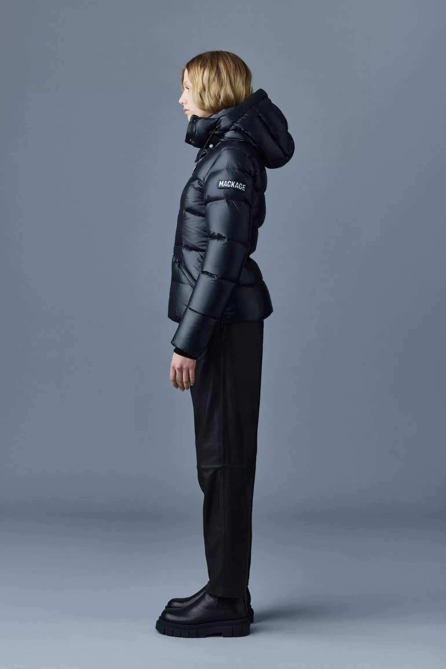 Mackage MADALYN lustrous light down jacket with hood for ladies Black Online