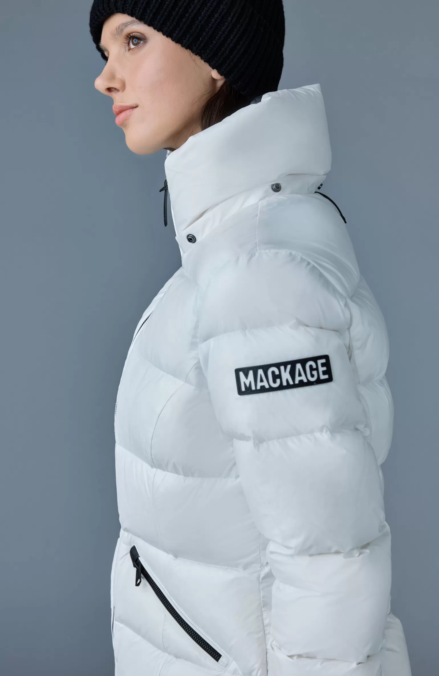 Mackage MADALYN lustrous light down jacket with hood for ladies White Online