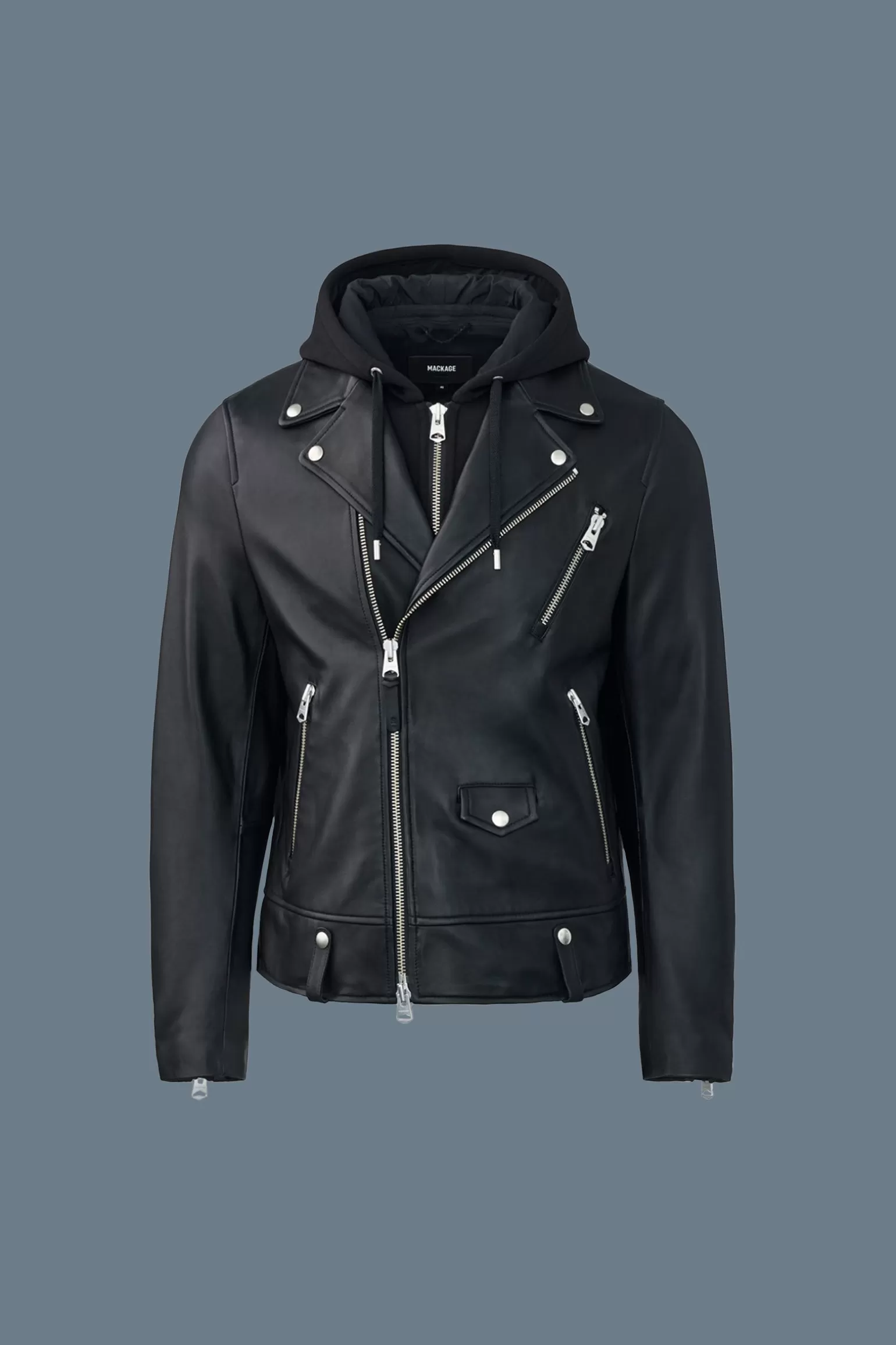 Mackage MAGNUS-CN 2-in-1 Leather biker jacket Black Flash Sale