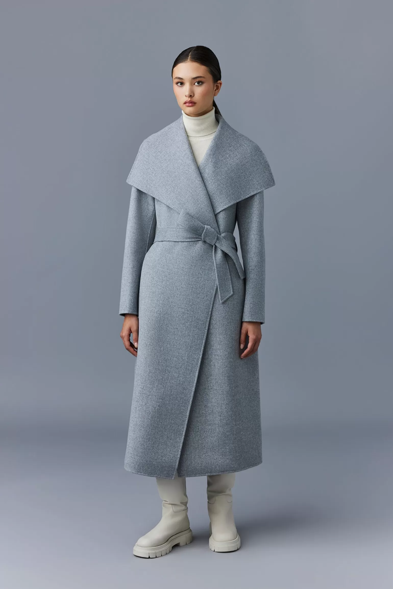 Mackage MAI-CN Double-face wool wrap coat GreyMelange Best Sale