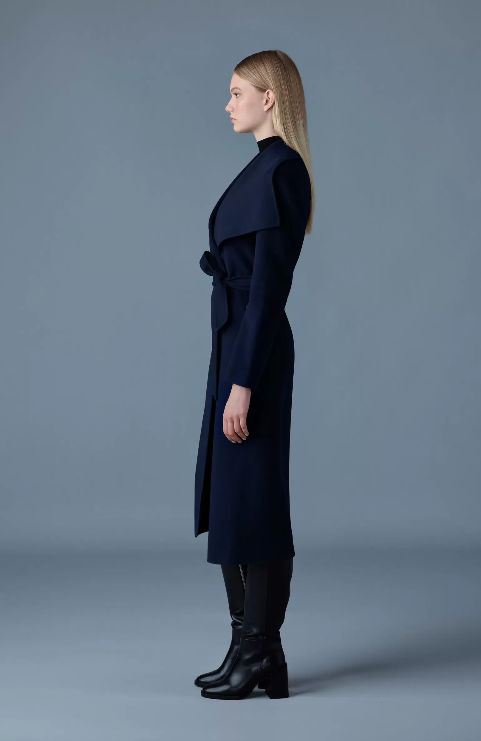 Mackage MAI-CN Double-face wool wrap coat Navy Clearance