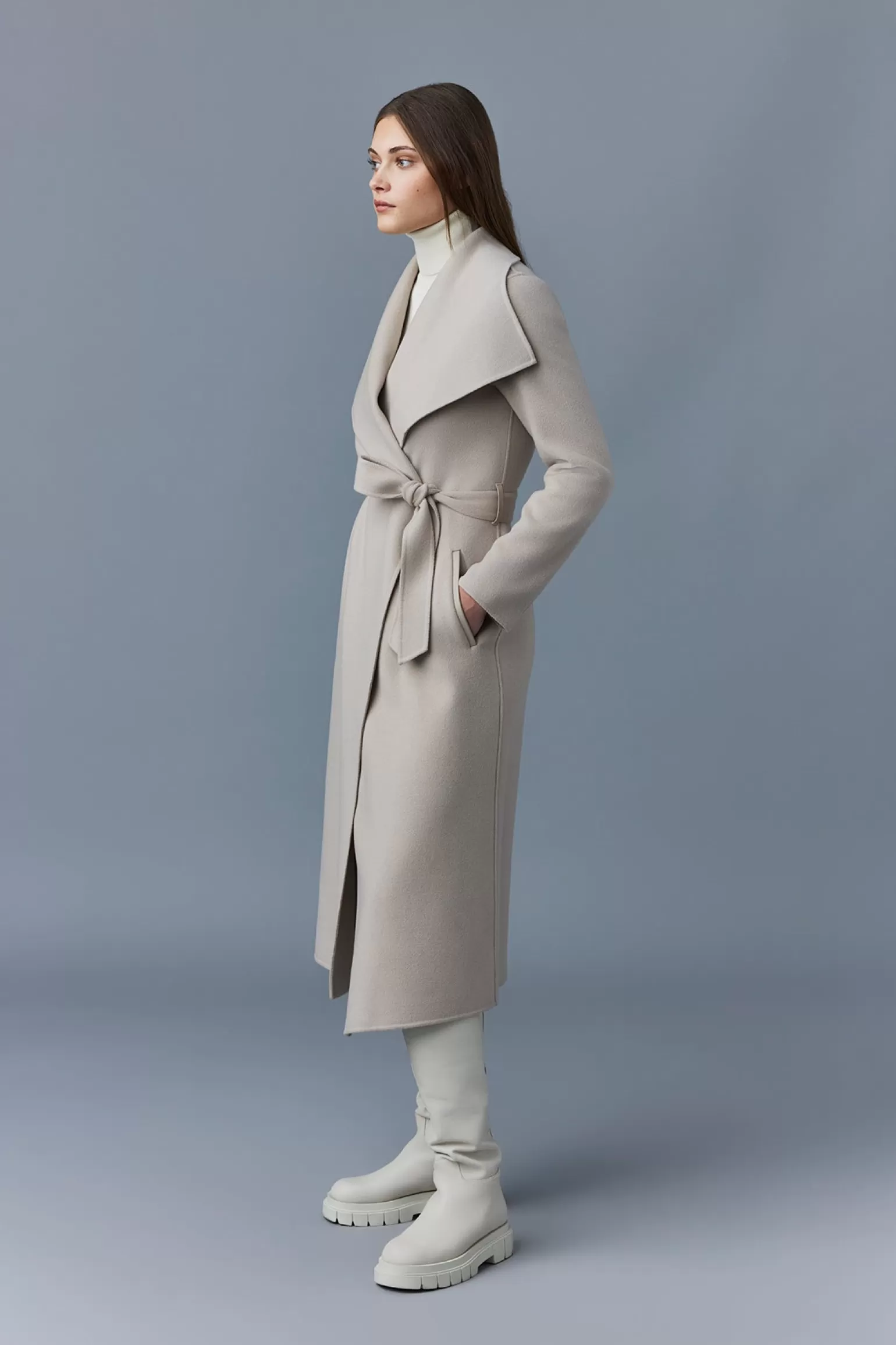 Mackage MAI-CN Double-face wool wrap coat Sand Sale