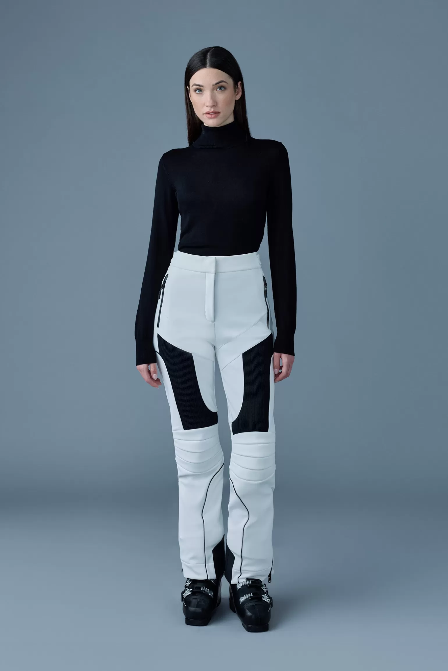 Mackage MAIKA Techno Fleece ski pants with articulated knees and smocked detail White Flash Sale