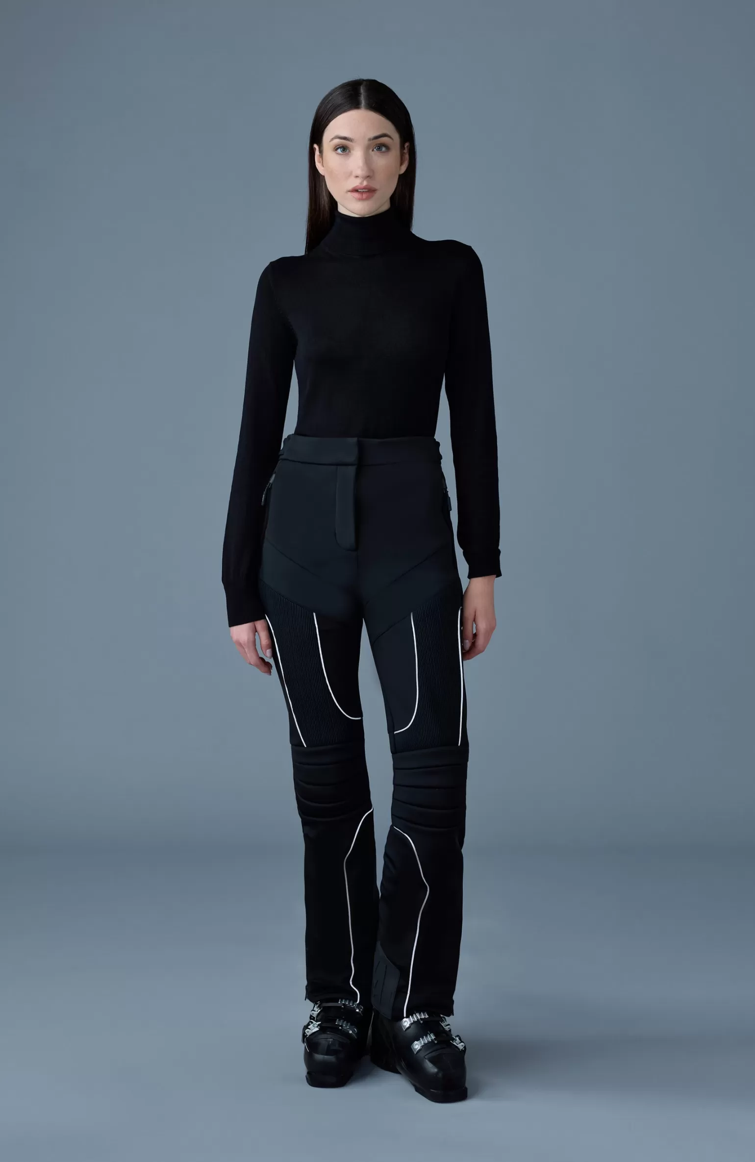 Mackage MAIKA Techno Fleece ski pants with articulated knees and smocked detail Black Cheap