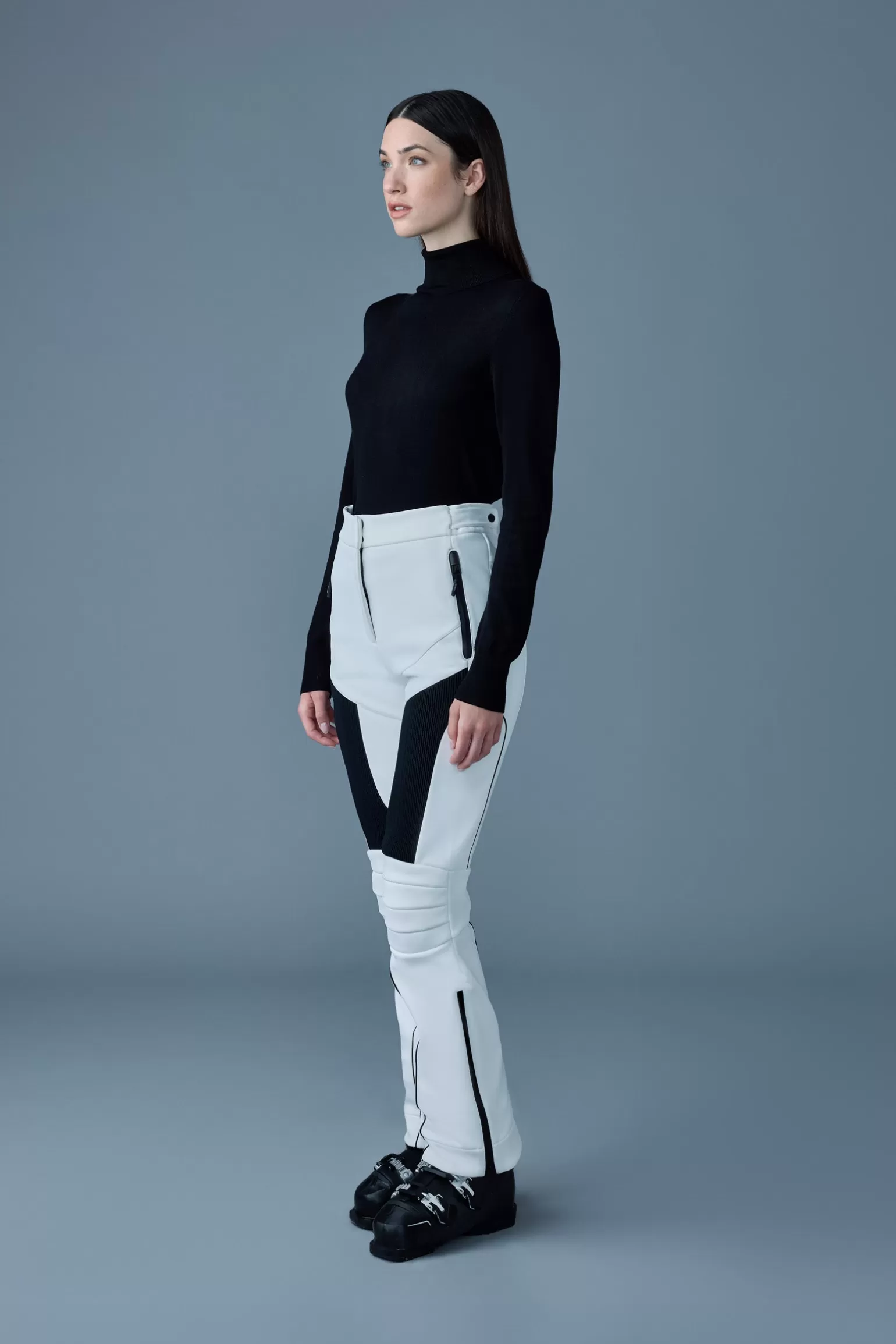 Mackage MAIKA Techno Fleece ski pants with articulated knees and smocked detail White Flash Sale