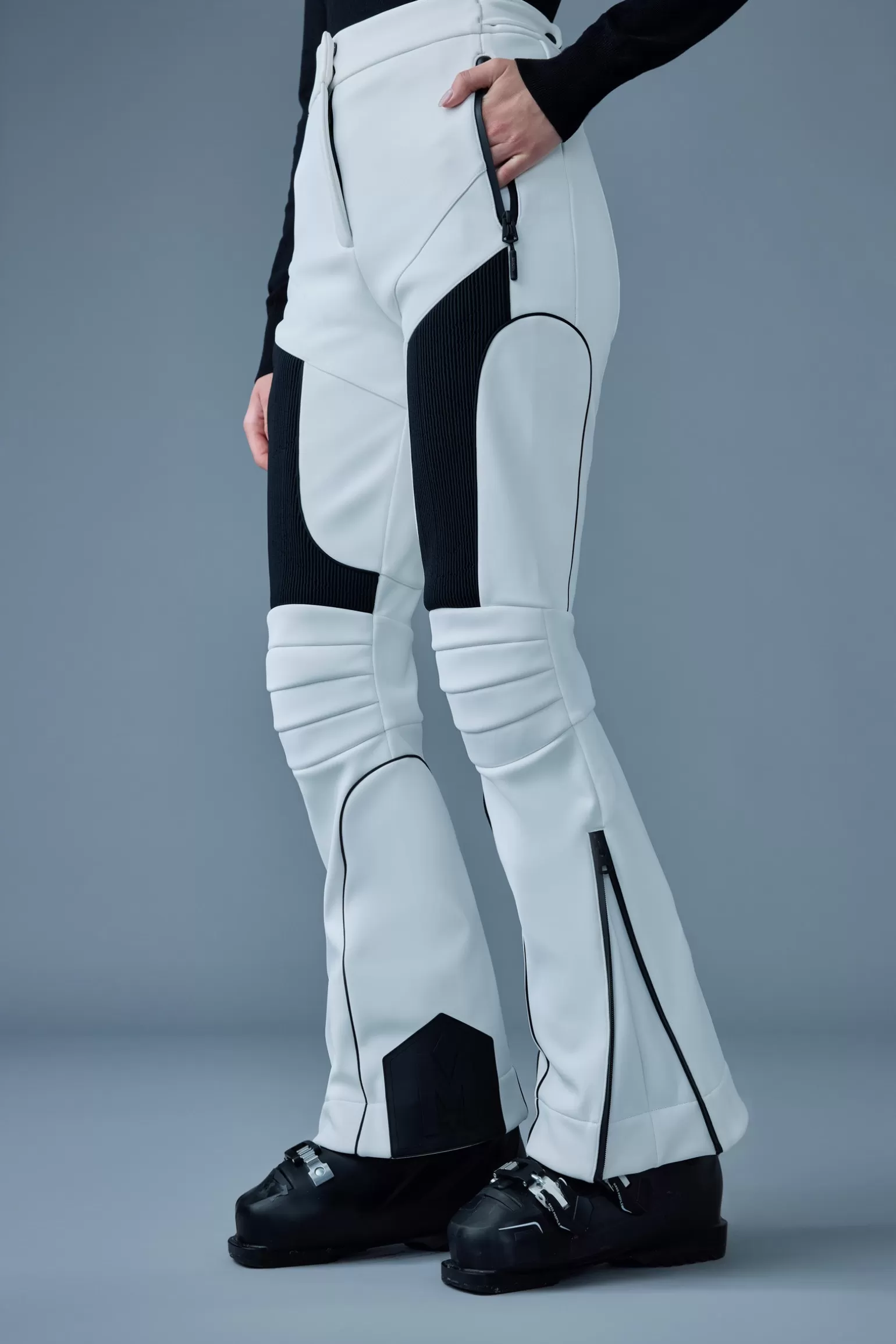 Mackage MAIKA Techno Fleece ski pants with articulated knees and smocked detail White Flash Sale