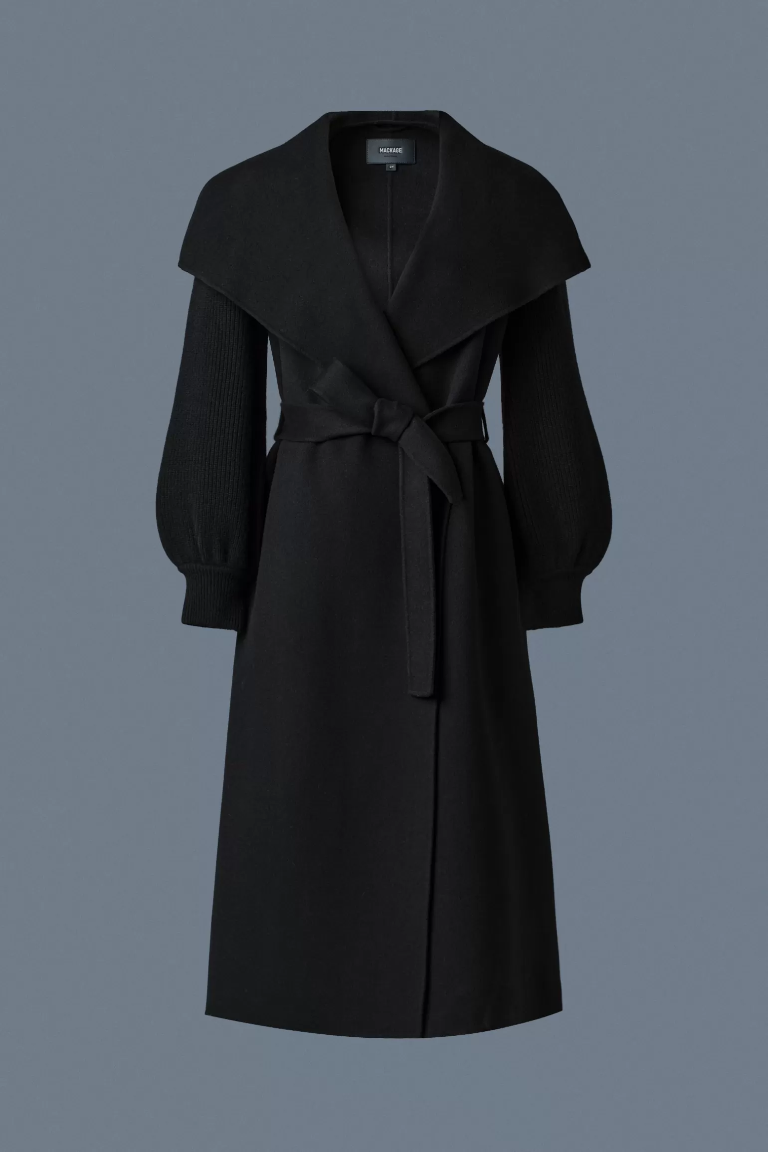 Mackage MAI-NV Double-Face Wool Wrap Coat Black Flash Sale