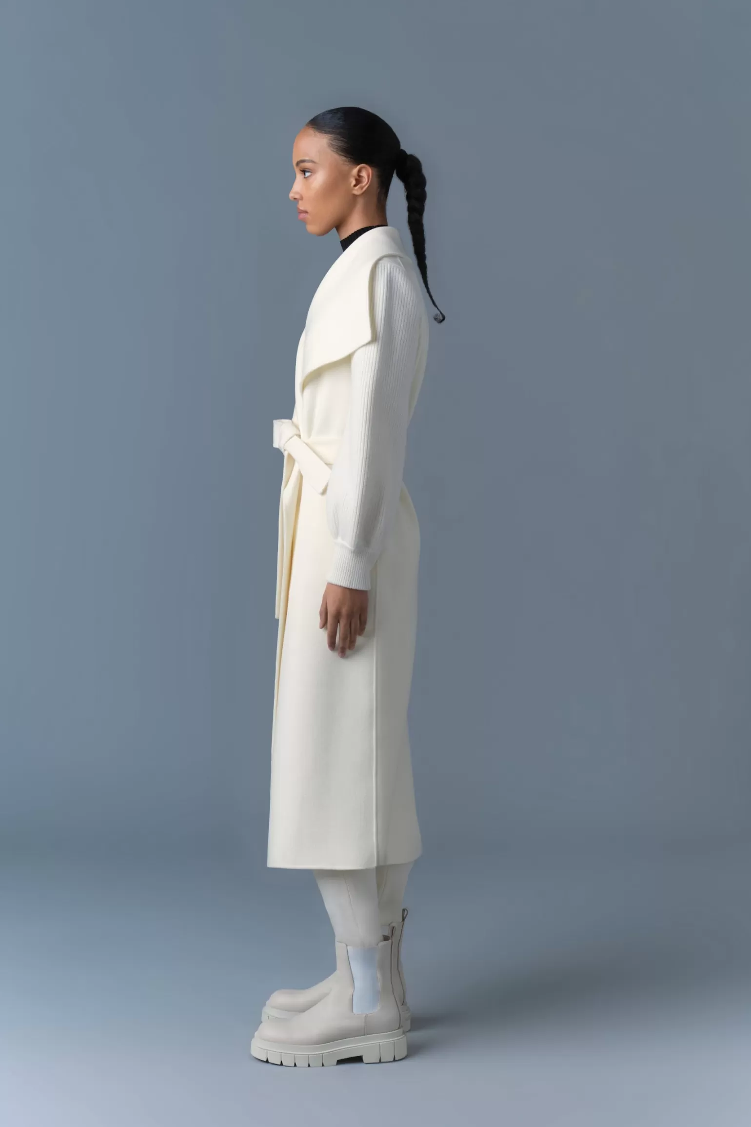 Mackage MAI-NV Double-Face Wool Wrap Coat Cream Clearance