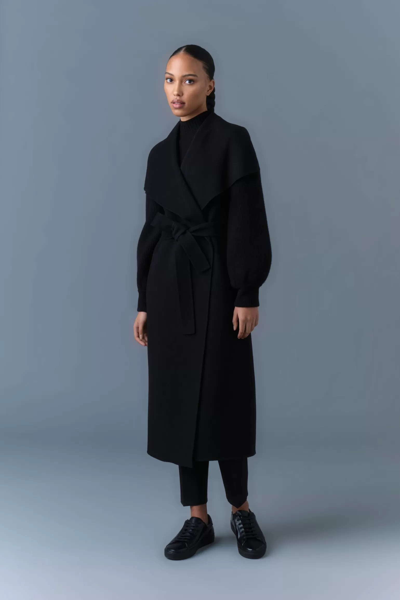 Mackage MAI-NV Double-Face Wool Wrap Coat Black Flash Sale