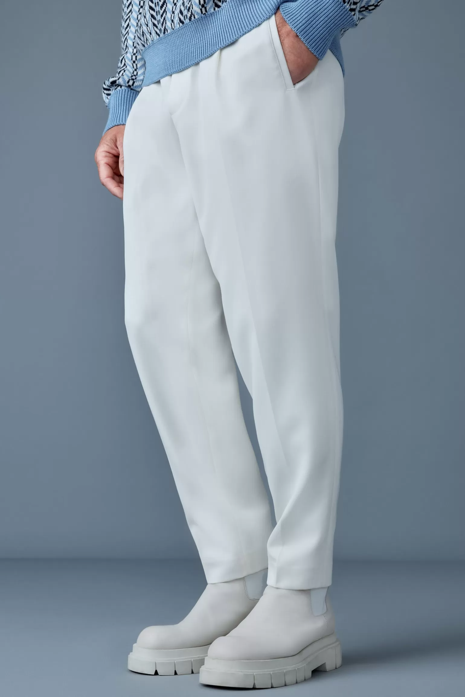 Mackage MARTIN Pleated wool pants with elasticized waist Cream Online