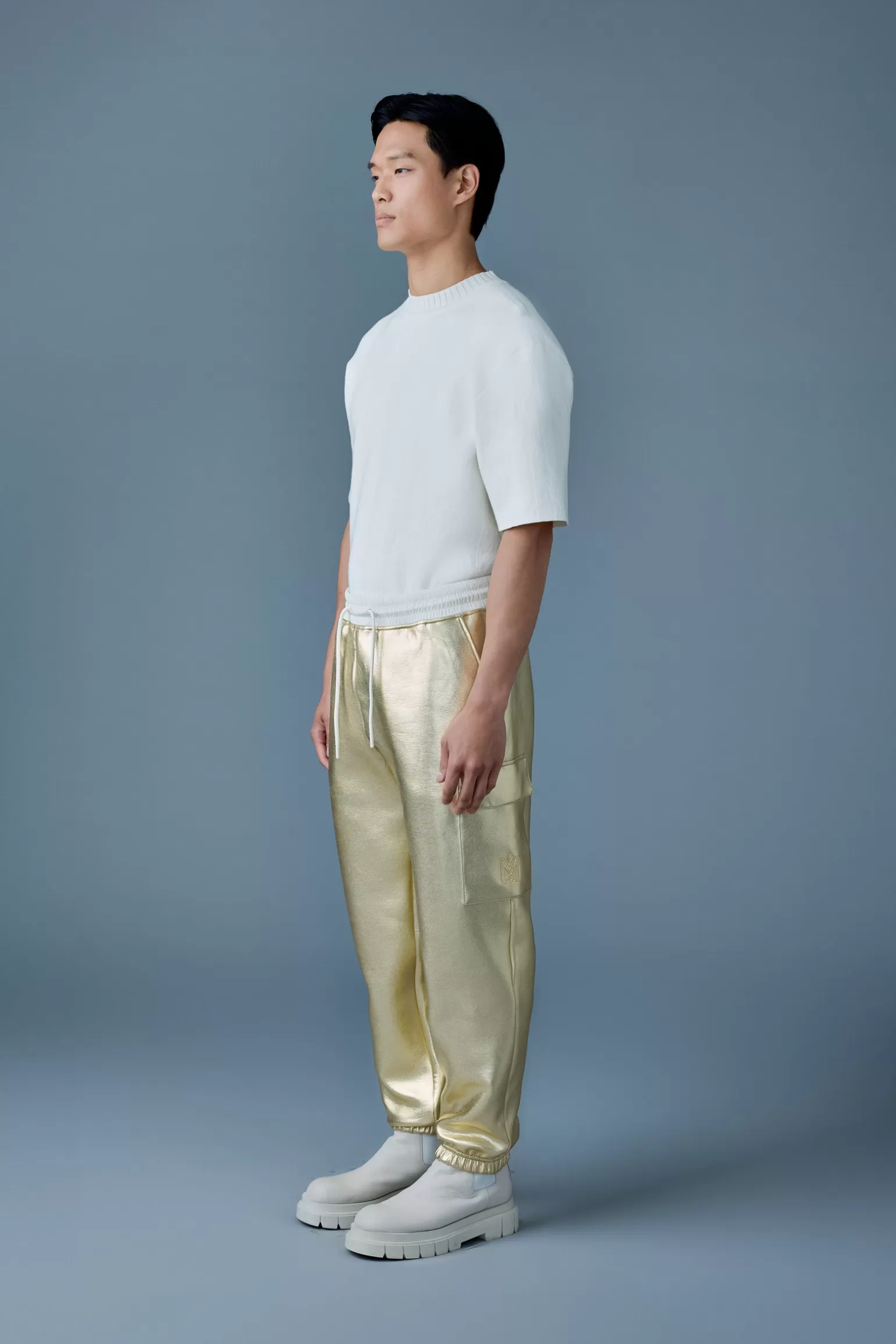 Mackage MARVIN-M Metallic double face jersey sweatpants Gold New