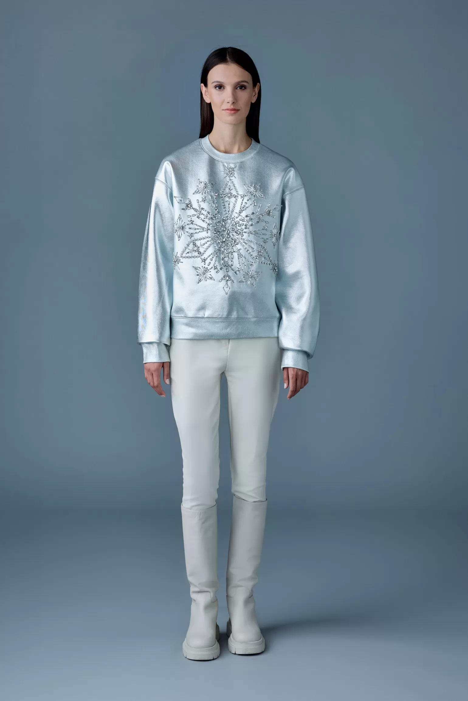 Mackage MAZI Snowflake diamante appliqué sweater Silver Cheap