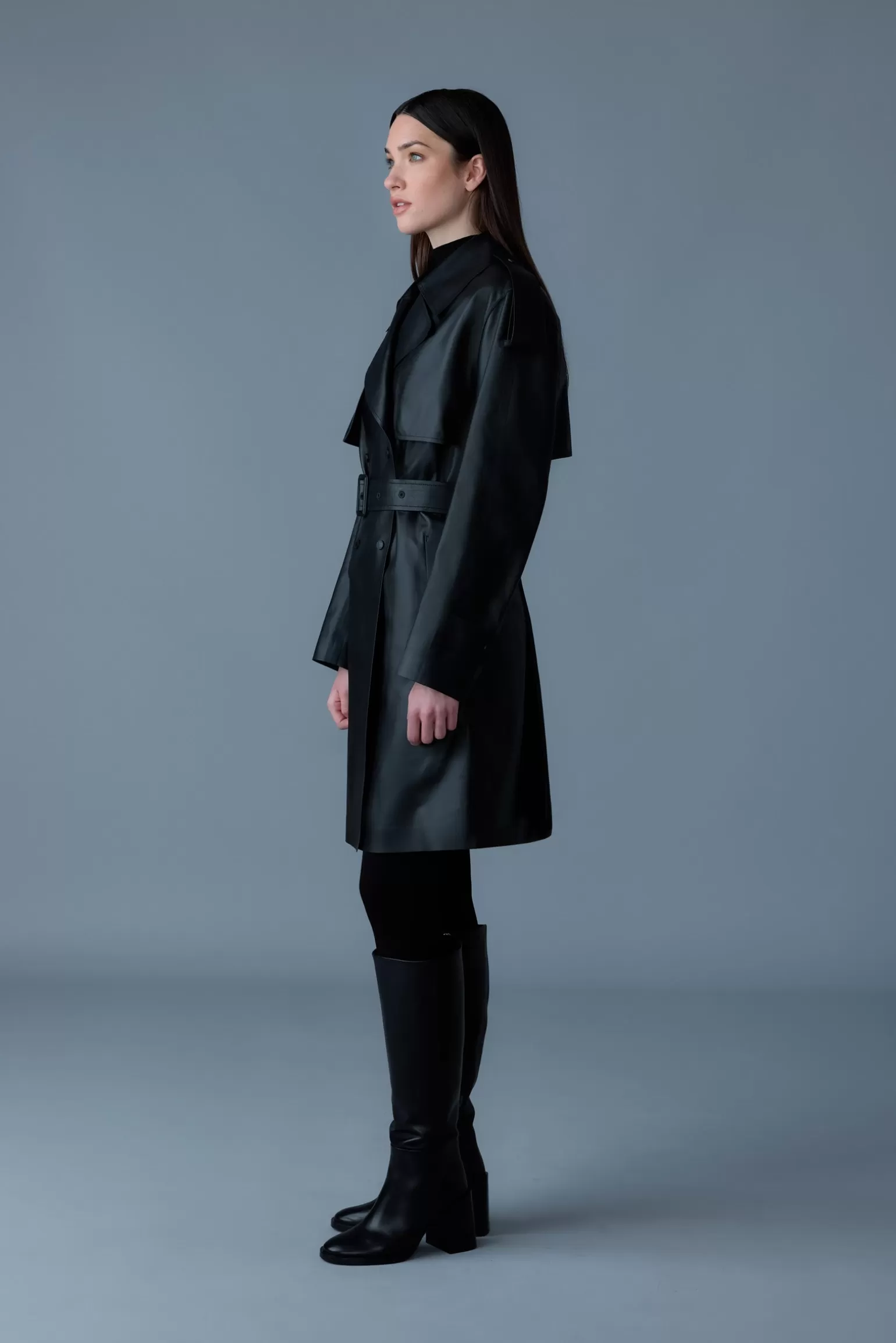 Mackage MEDORA Luster leather three-quarter coat Black Shop