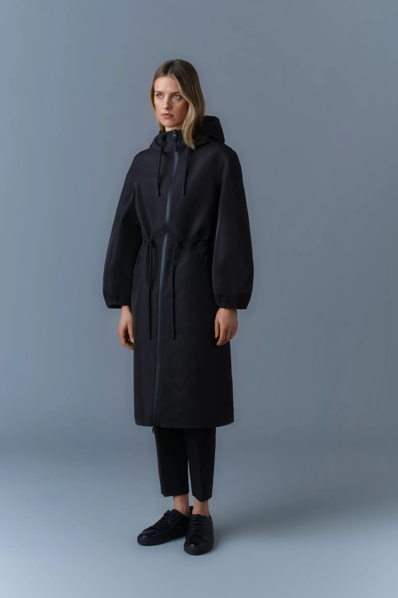 Mackage MEKELLE Long Recycled Technical Rain Coat Black-Trench Online