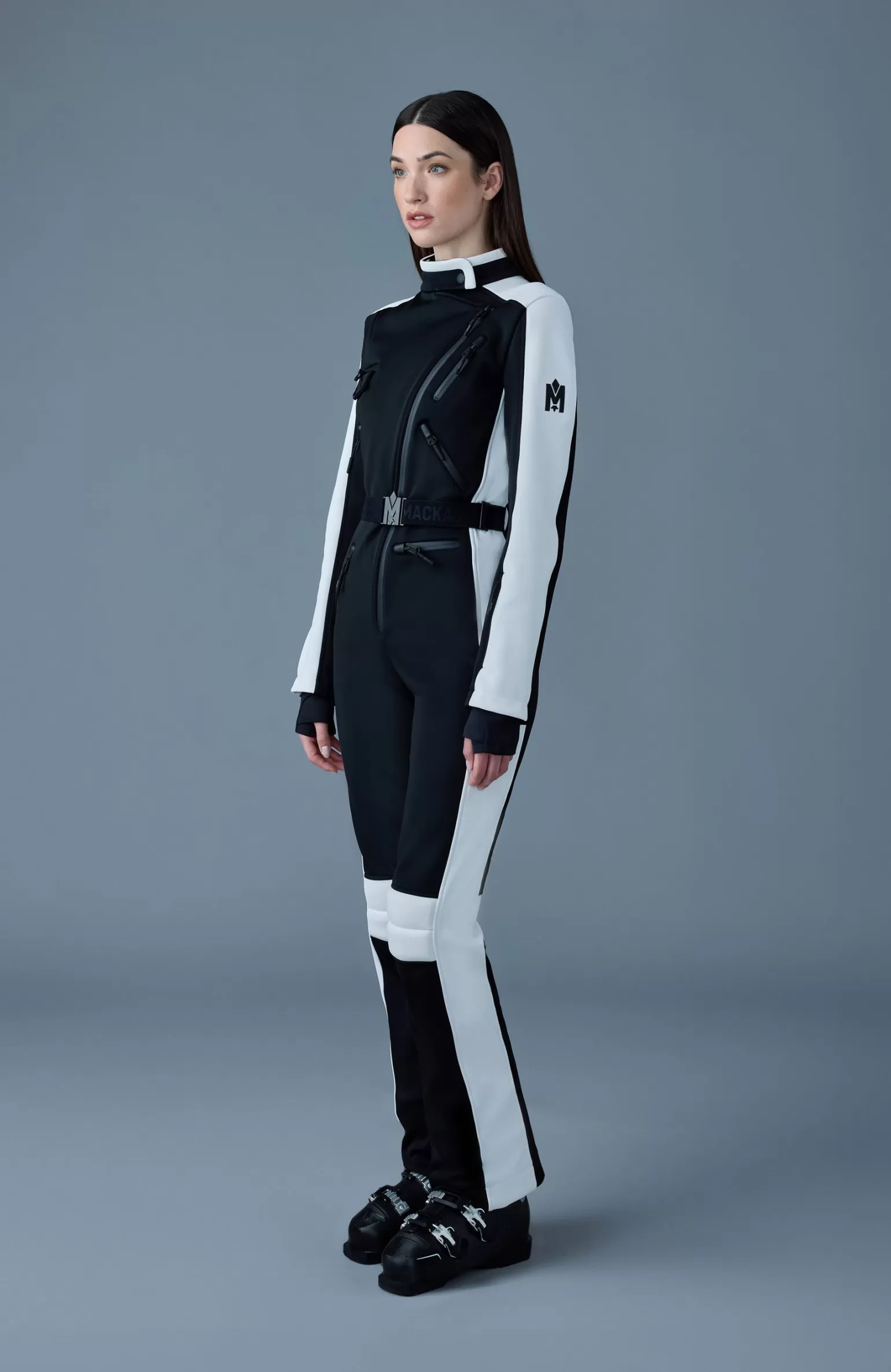 Mackage MIAKIM Techno fleece ski suit with asymmetrical zip Black Clearance