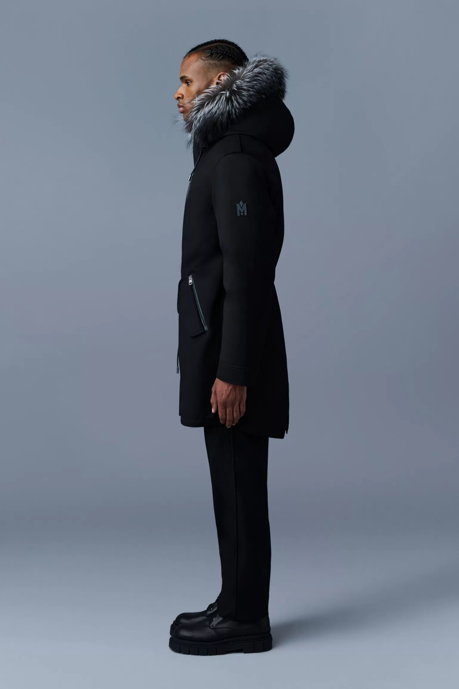 Mackage MORITZ rabbit fur-lined twill parka with removable silver fox fur trim Black Best Sale
