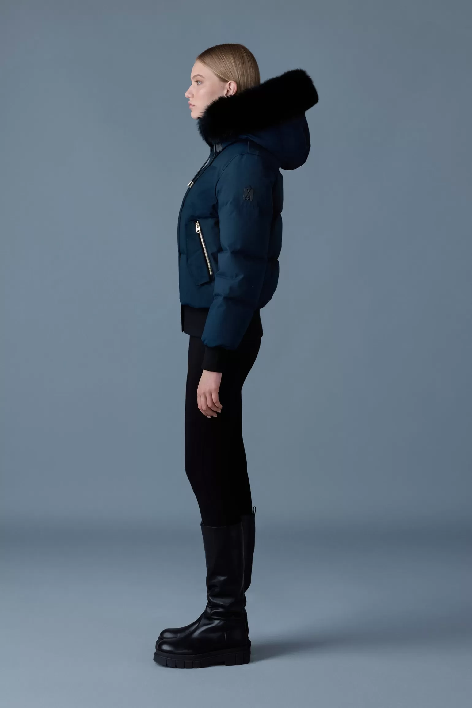 Mackage NEFI-BX Down jacket with blue fox fur hood Navy Shop