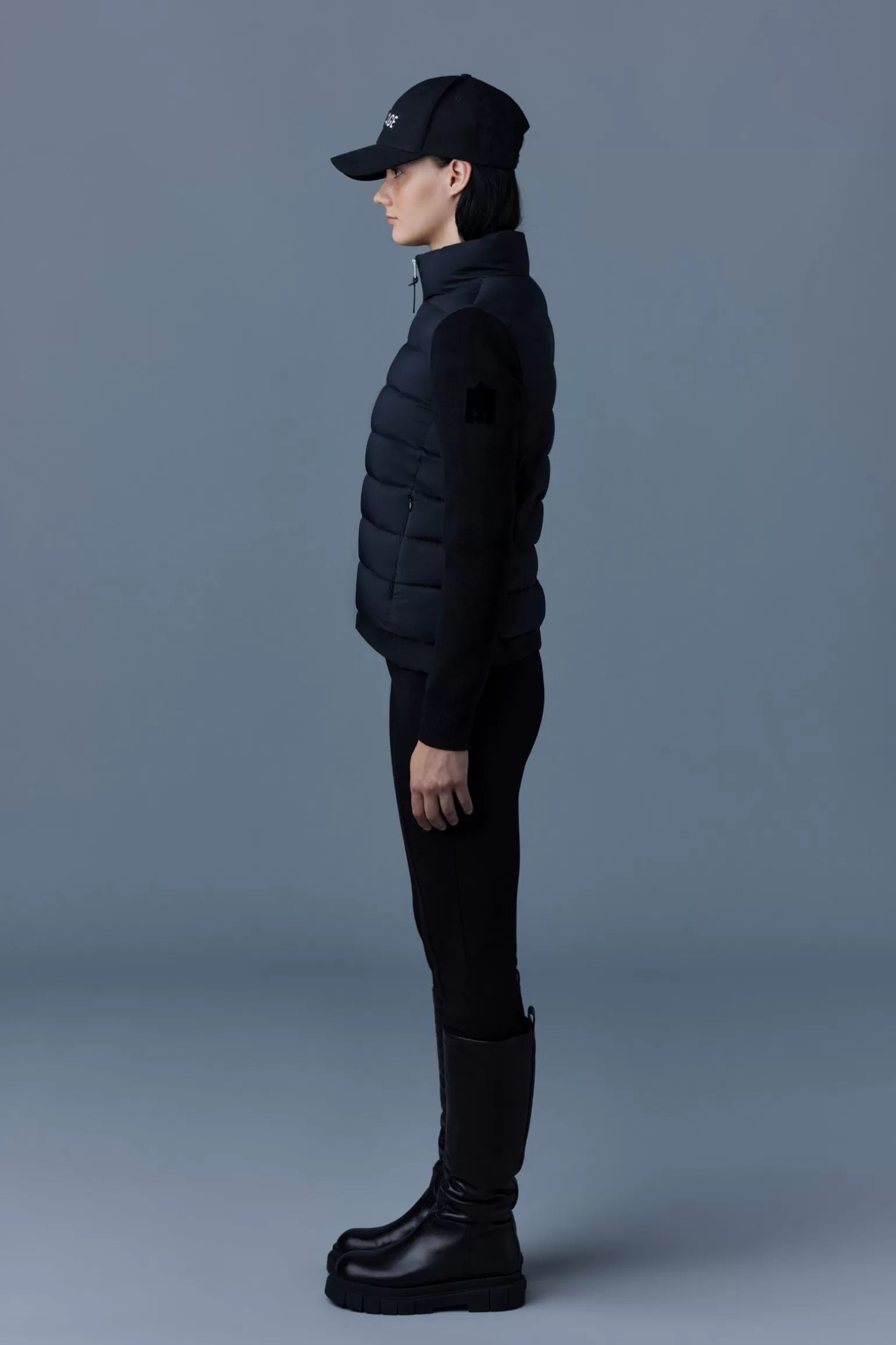 Mackage OCEANE Recycled hybrid jacket with rib knit sleeves Black Store