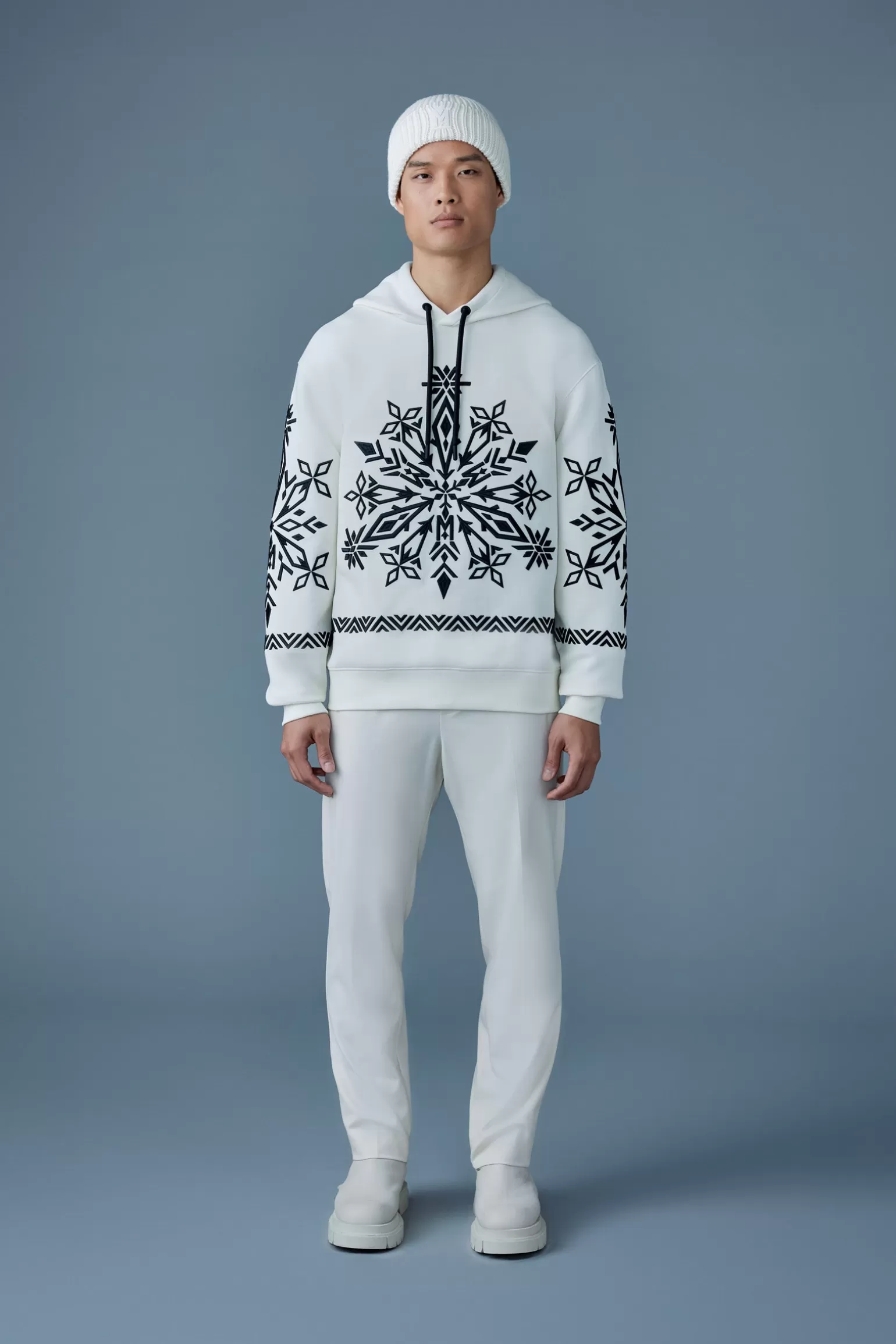 Mackage OLSEN Snowflake embroidery hoodie Cream-Black Best