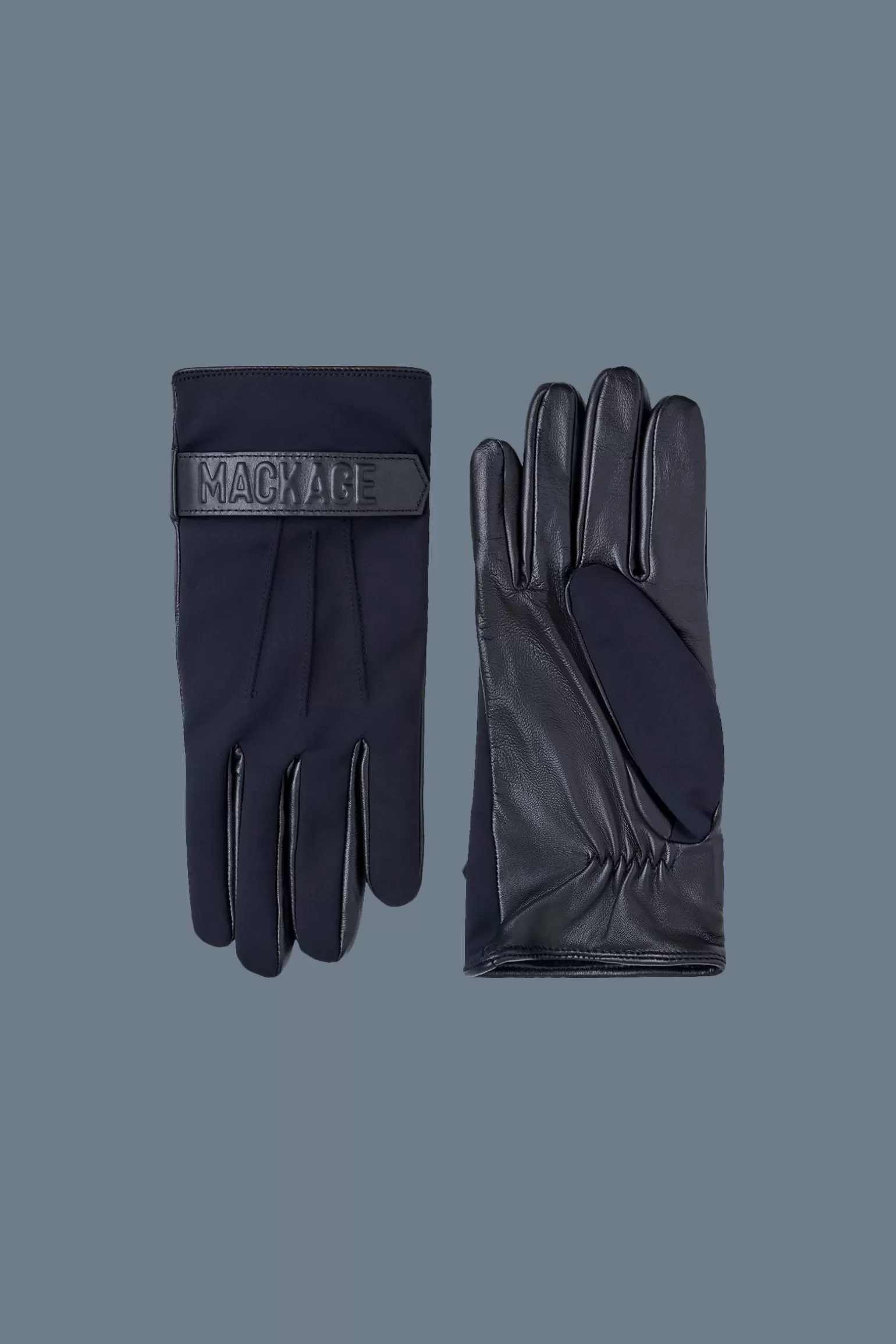 Mackage OZ (R)Leather and fleece glove with wrist tab Black Fashion