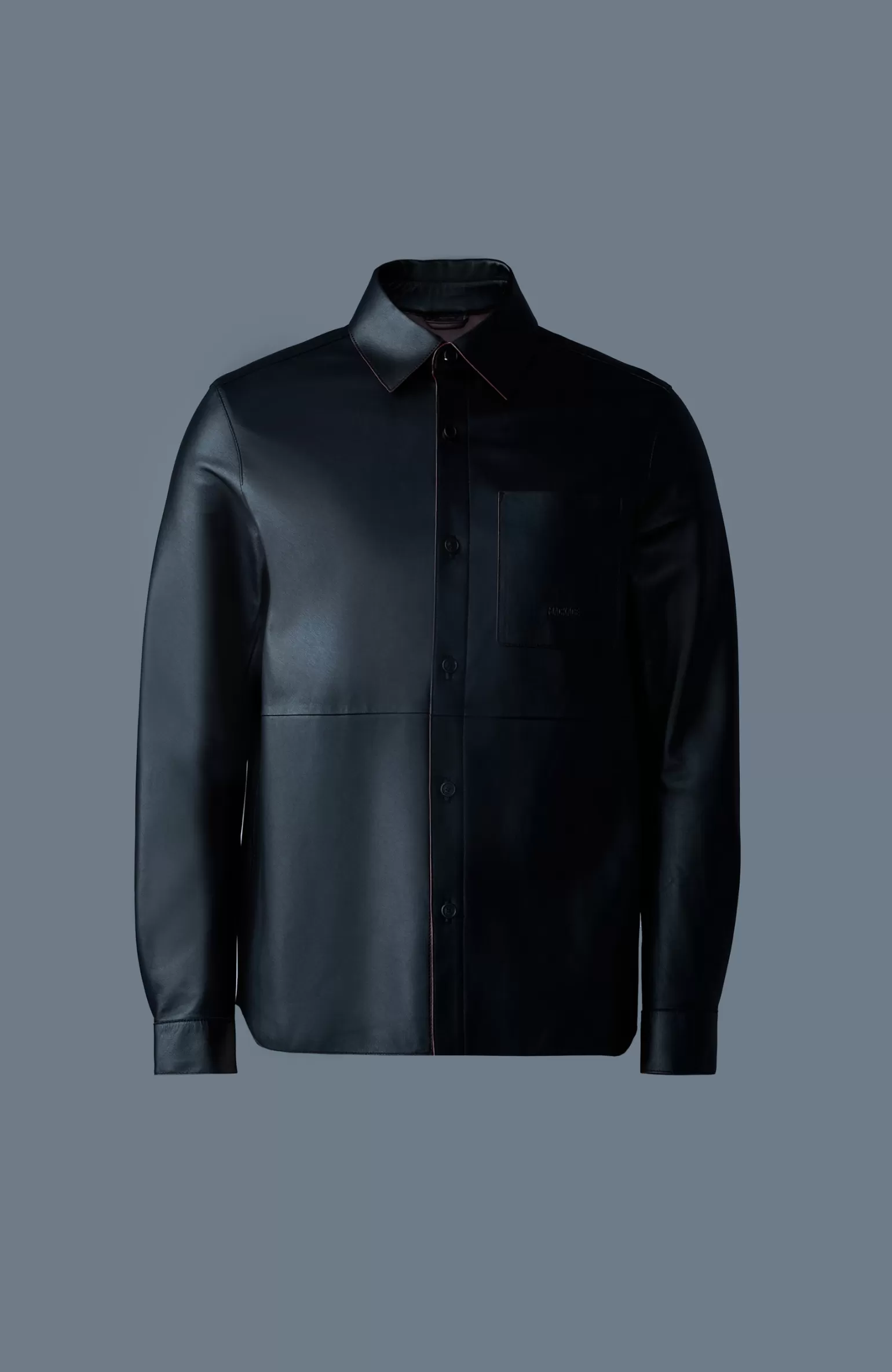 Mackage REMINGTON Two-tone colored leather overshirt Black-Garnet Clearance