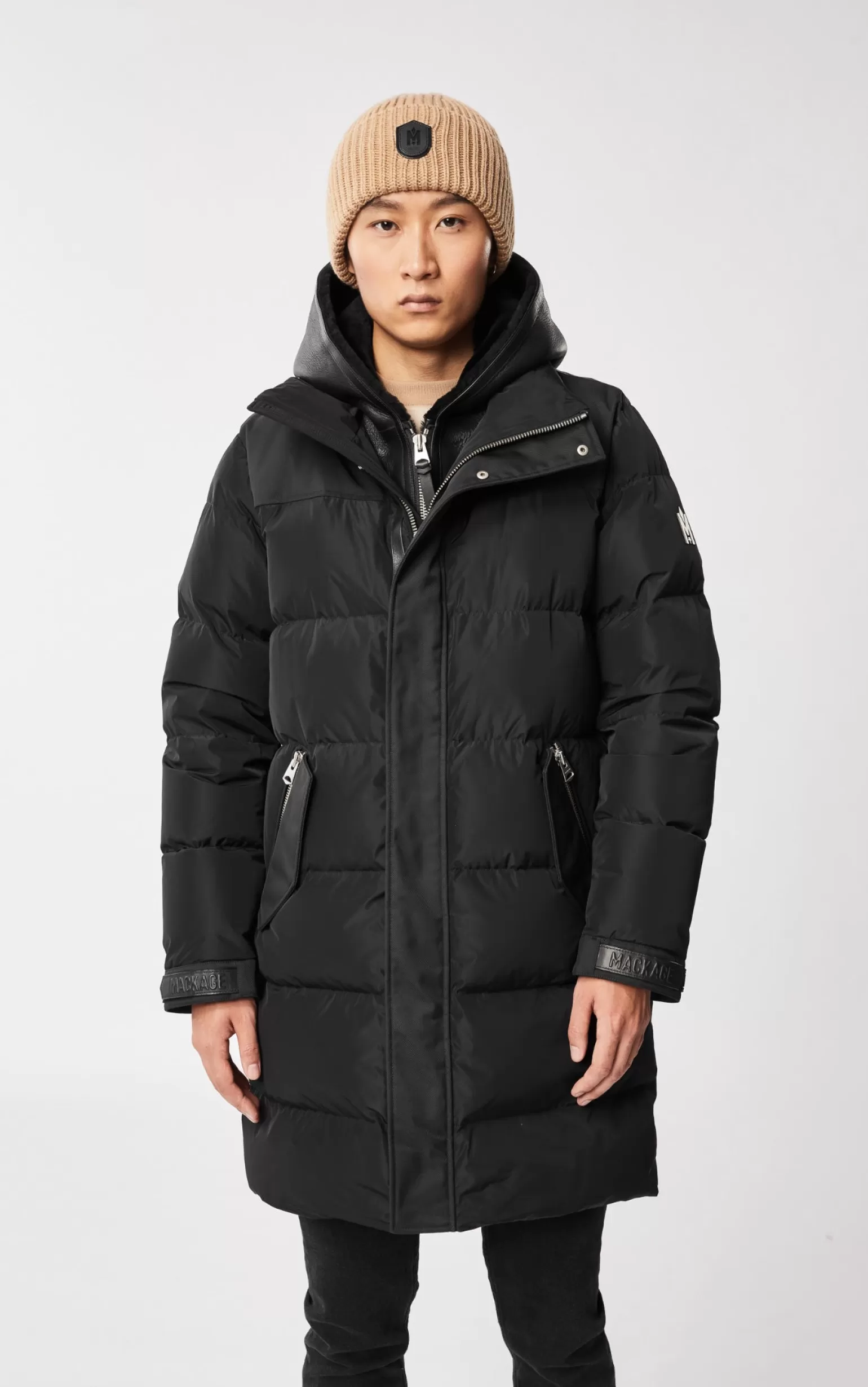 Mackage REYNOLD down coat with removable shearling bib and hood Black Sale